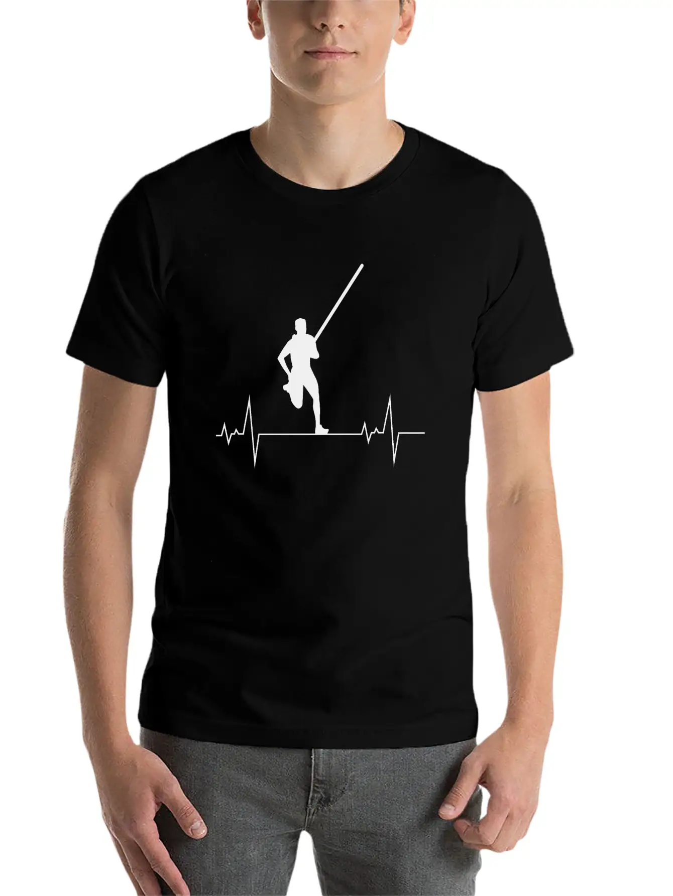 Pole Vault Vaulting Jumping High Jump Heartbeat Modern Fit Casual T-Shirt – Clean And Versatile Design