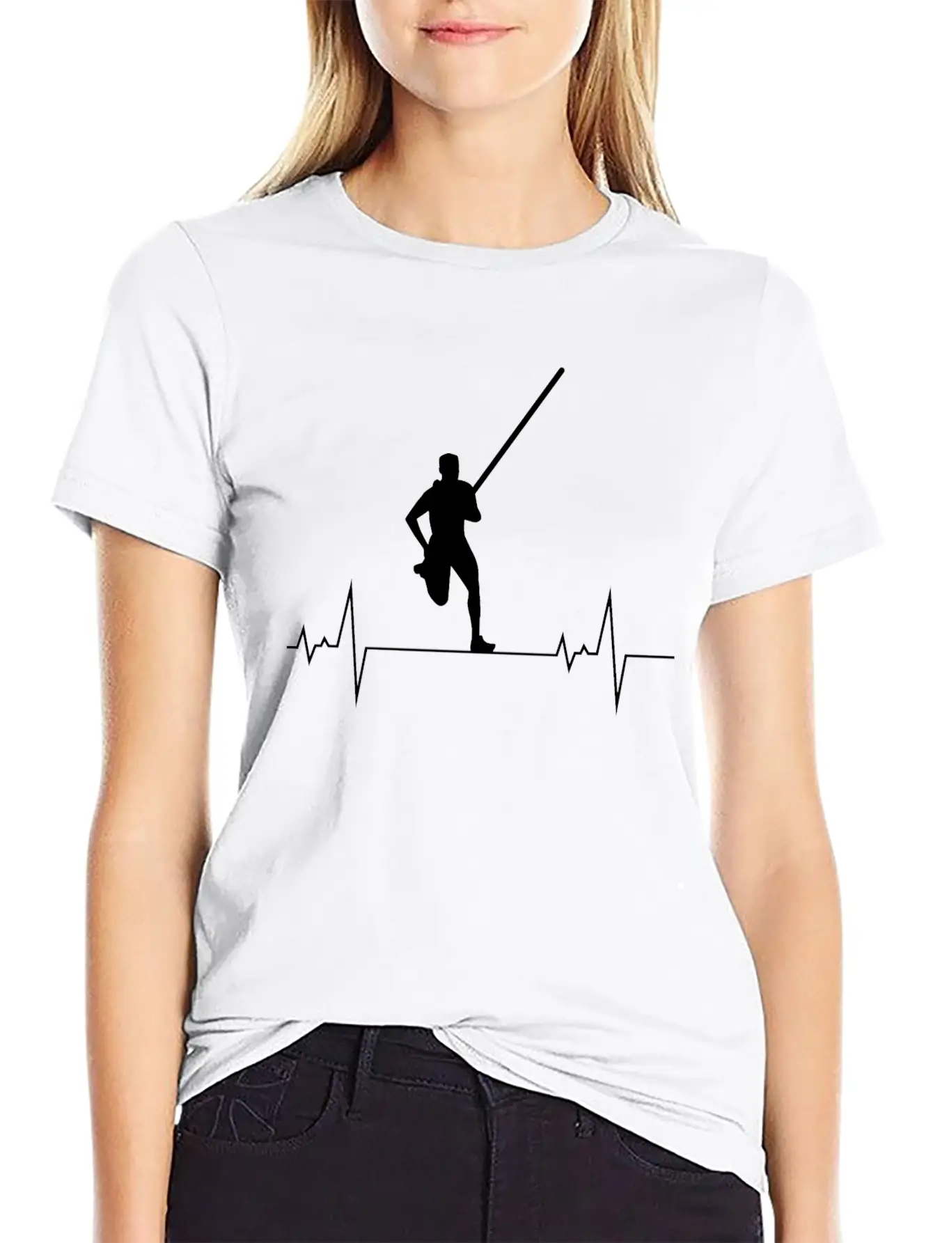 Pole Vault Vaulting Jumping High Jump Heartbeat Modern Fit Casual T-Shirt – Clean And Versatile Design