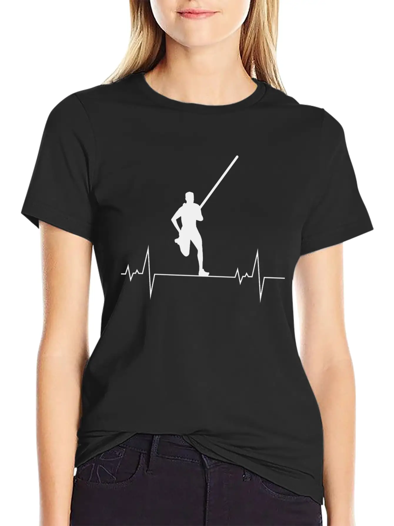 Pole Vault Vaulting Jumping High Jump Heartbeat Modern Fit Casual T-Shirt – Clean And Versatile Design