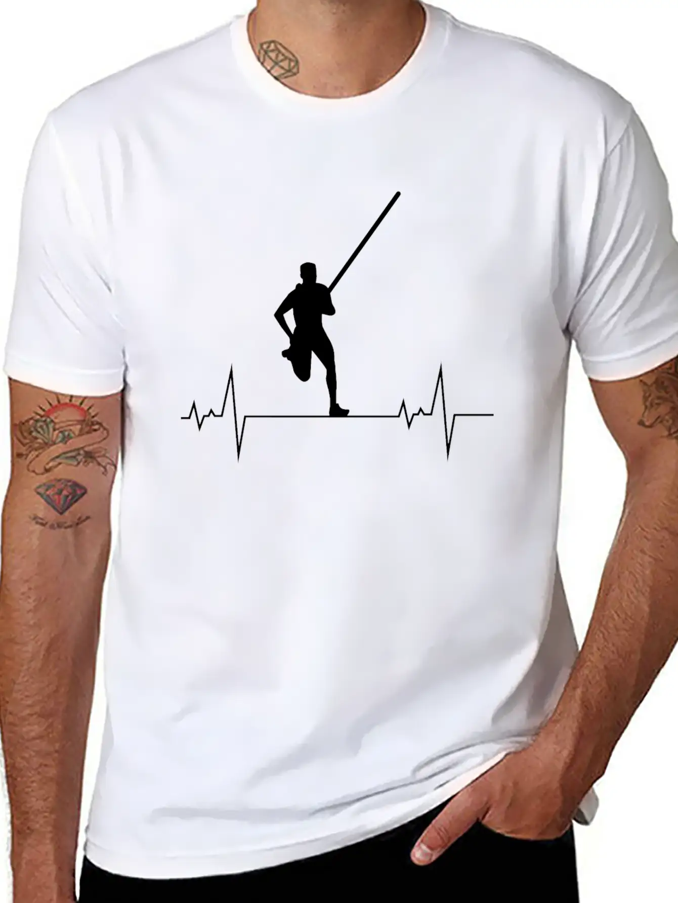 Pole Vault Vaulting Jumping High Jump Heartbeat Modern Fit Casual T-Shirt – Clean And Versatile Design