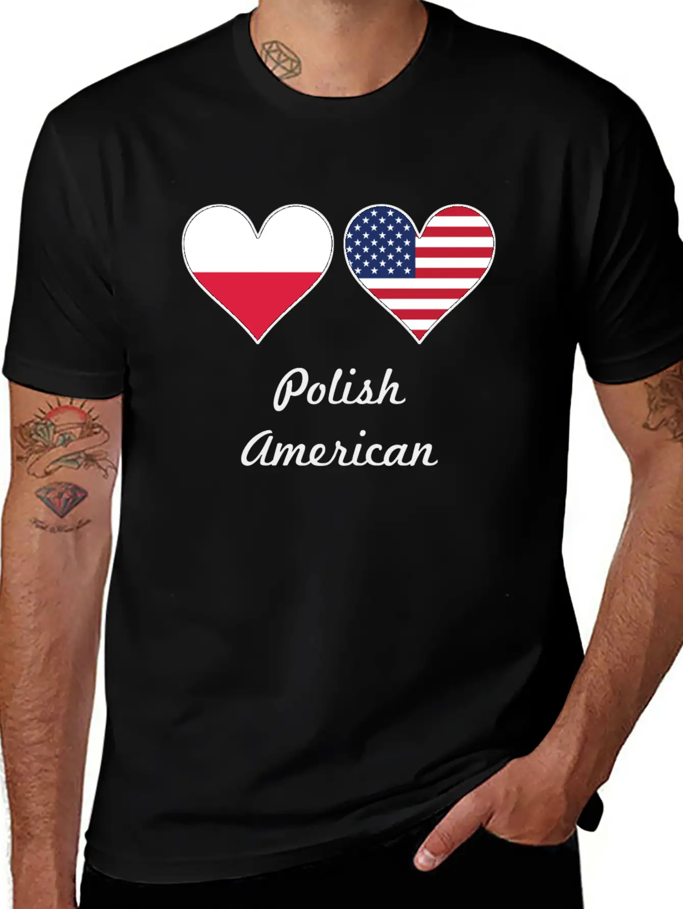 Polish American Flag Hearts Classic Fit Graphic Tee For Daily Comfort – Unisex Cotton Shirt