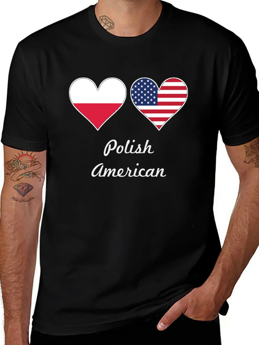 Polish American Flag Hearts Classic Fit Graphic Tee For Daily Comfort – Unisex Cotton Shirt