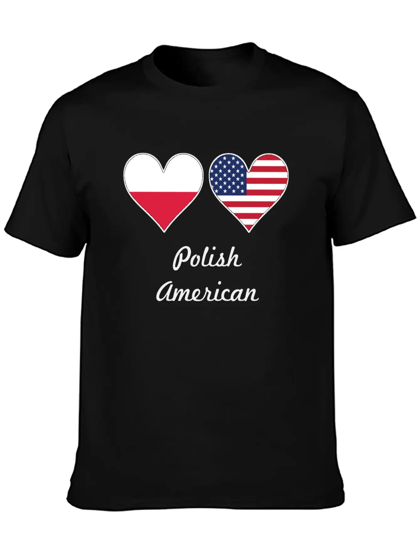 Polish American Flag Hearts Classic Fit Graphic Tee For Daily Comfort – Unisex Cotton Shirt
