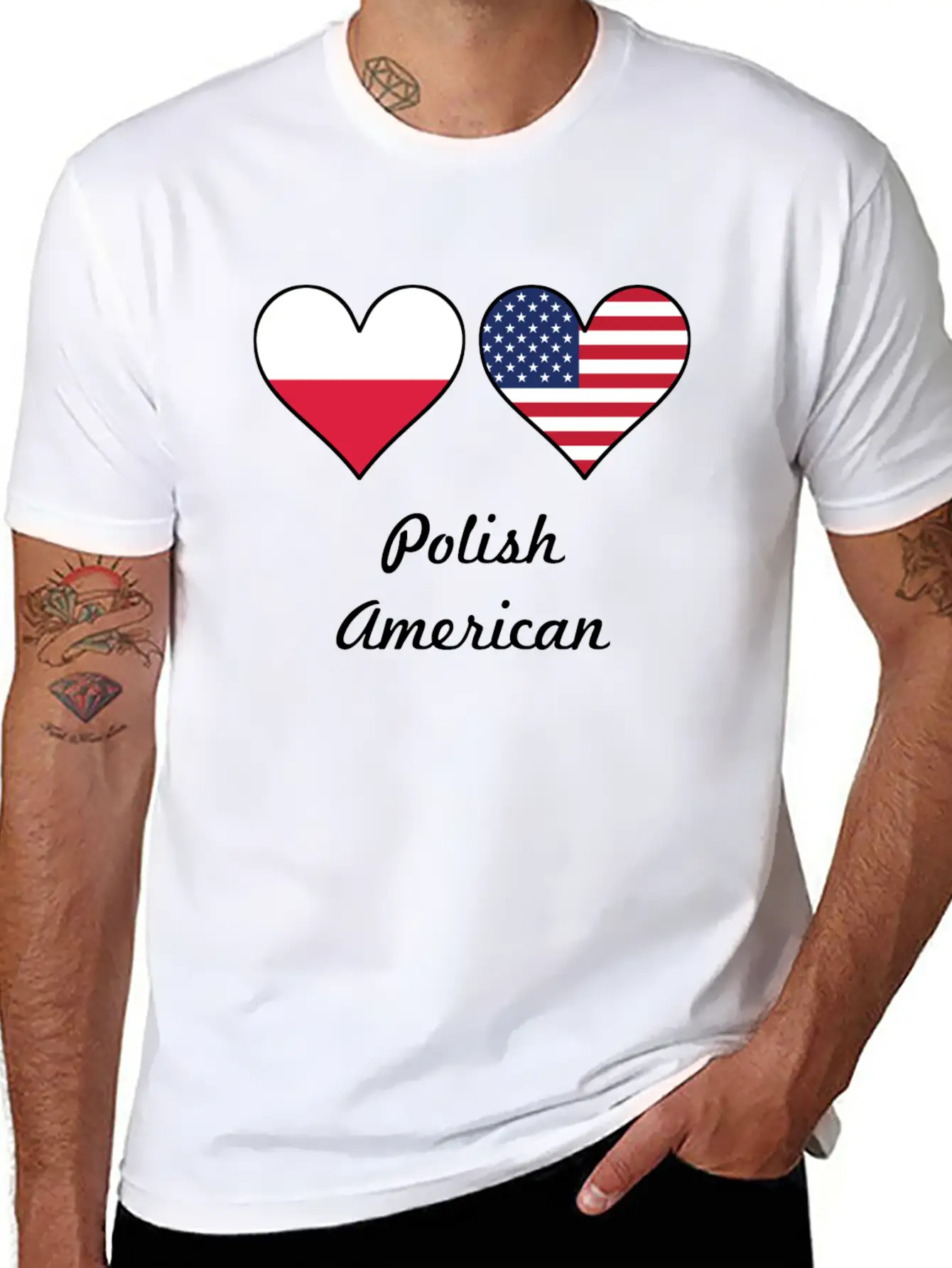 Polish American Flag Hearts Classic Fit Graphic Tee For Daily Comfort – Unisex Cotton Shirt