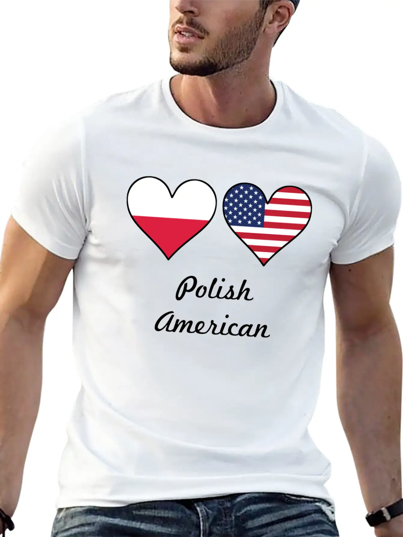 Polish American Flag Hearts Classic Fit Graphic Tee For Daily Comfort – Unisex Cotton Shirt