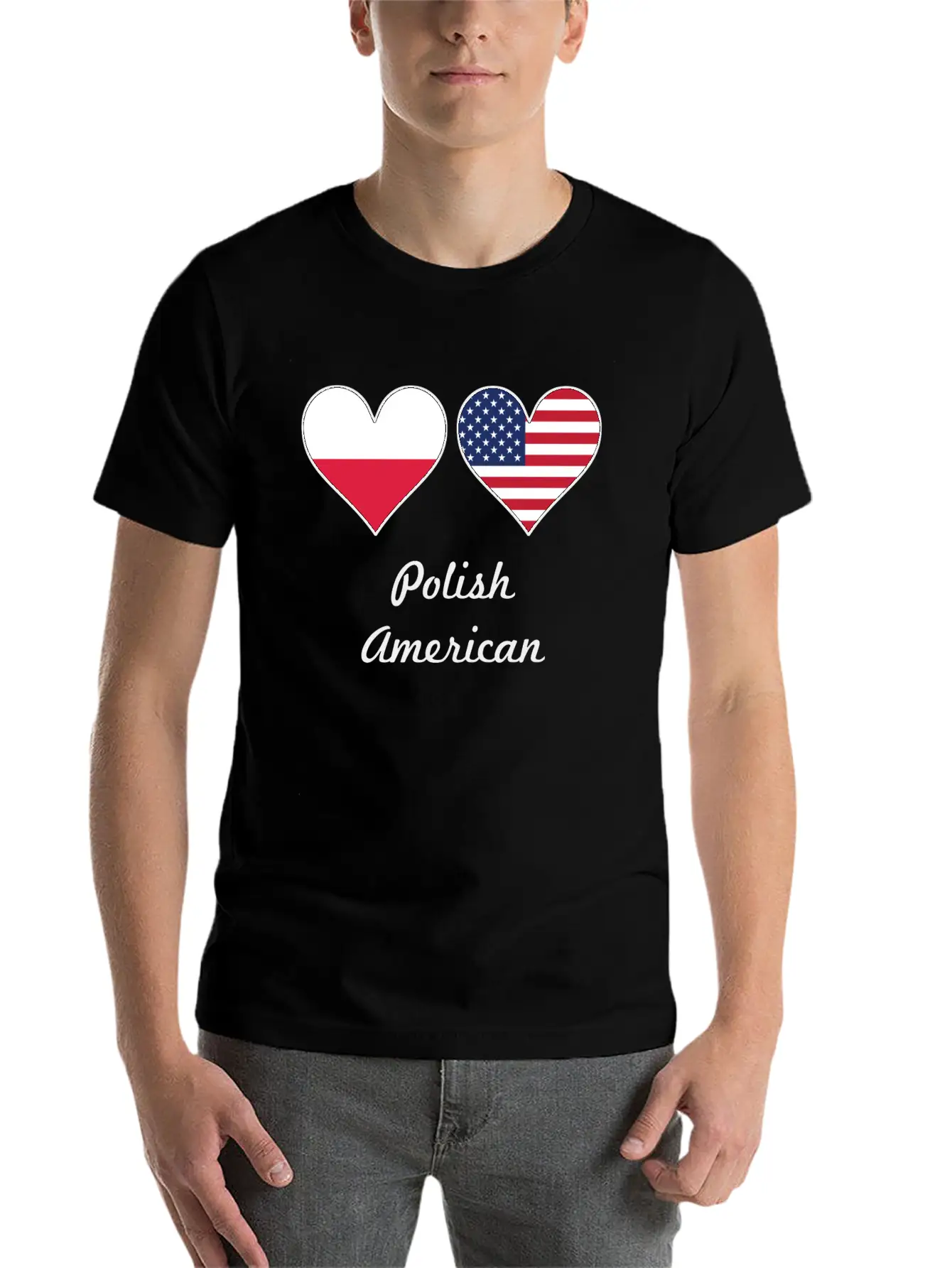 Polish American Flag Hearts Classic Fit Graphic Tee For Daily Comfort – Unisex Cotton Shirt
