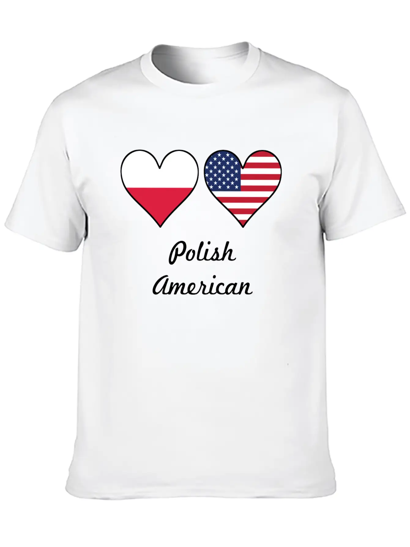 Polish American Flag Hearts Classic Fit Graphic Tee For Daily Comfort – Unisex Cotton Shirt