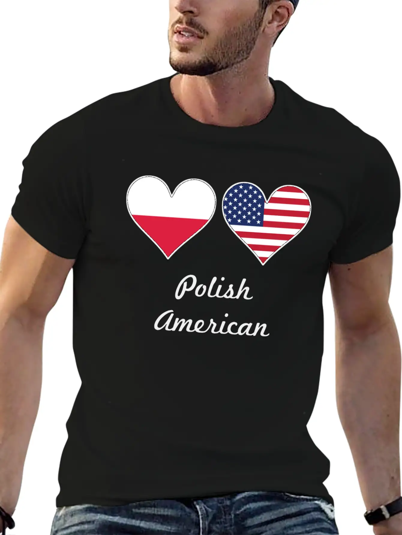 Polish American Flag Hearts Classic Fit Graphic Tee For Daily Comfort – Unisex Cotton Shirt