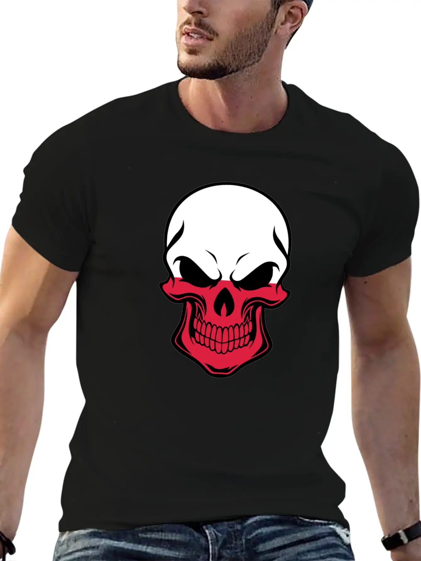 Polish Flag Skull Soft Cotton Short Sleeve Tee – Unisex Wardrobe Staple