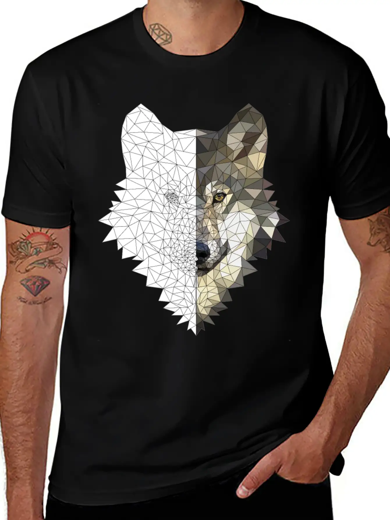 Polygon Wolf 2 Colors Lightweight Cotton T-Shirt – Daily Comfort Graphic Shirt