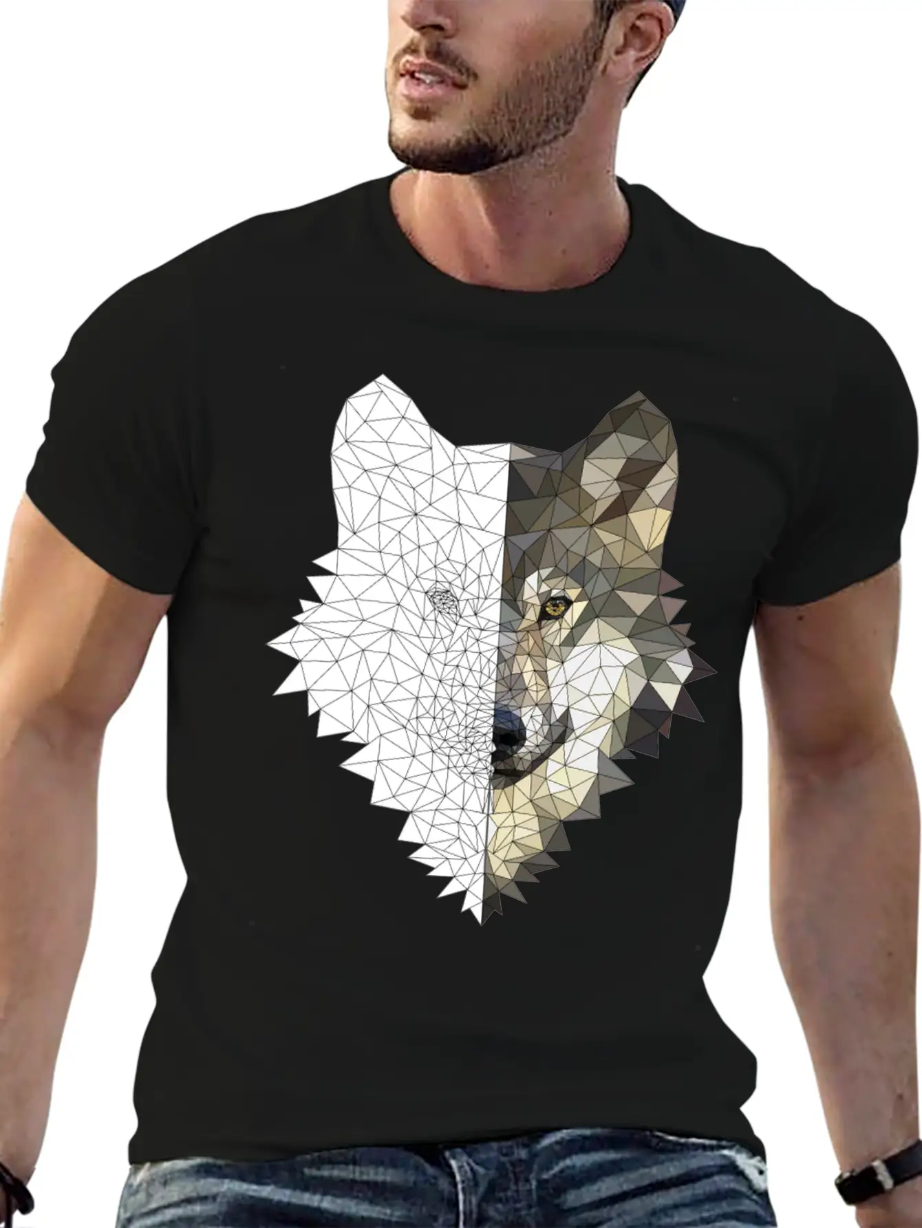Polygon Wolf 2 Colors Lightweight Cotton T-Shirt – Daily Comfort Graphic Shirt