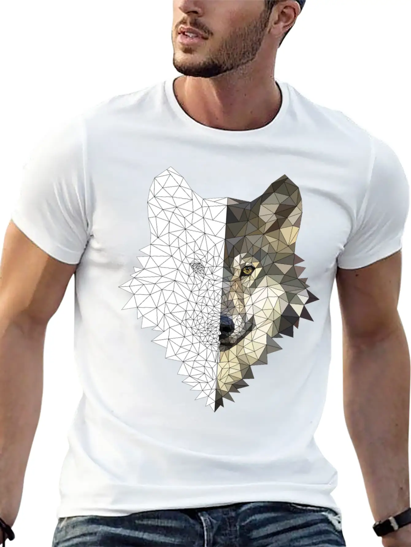Polygon Wolf 2 Colors Lightweight Cotton T-Shirt – Daily Comfort Graphic Shirt