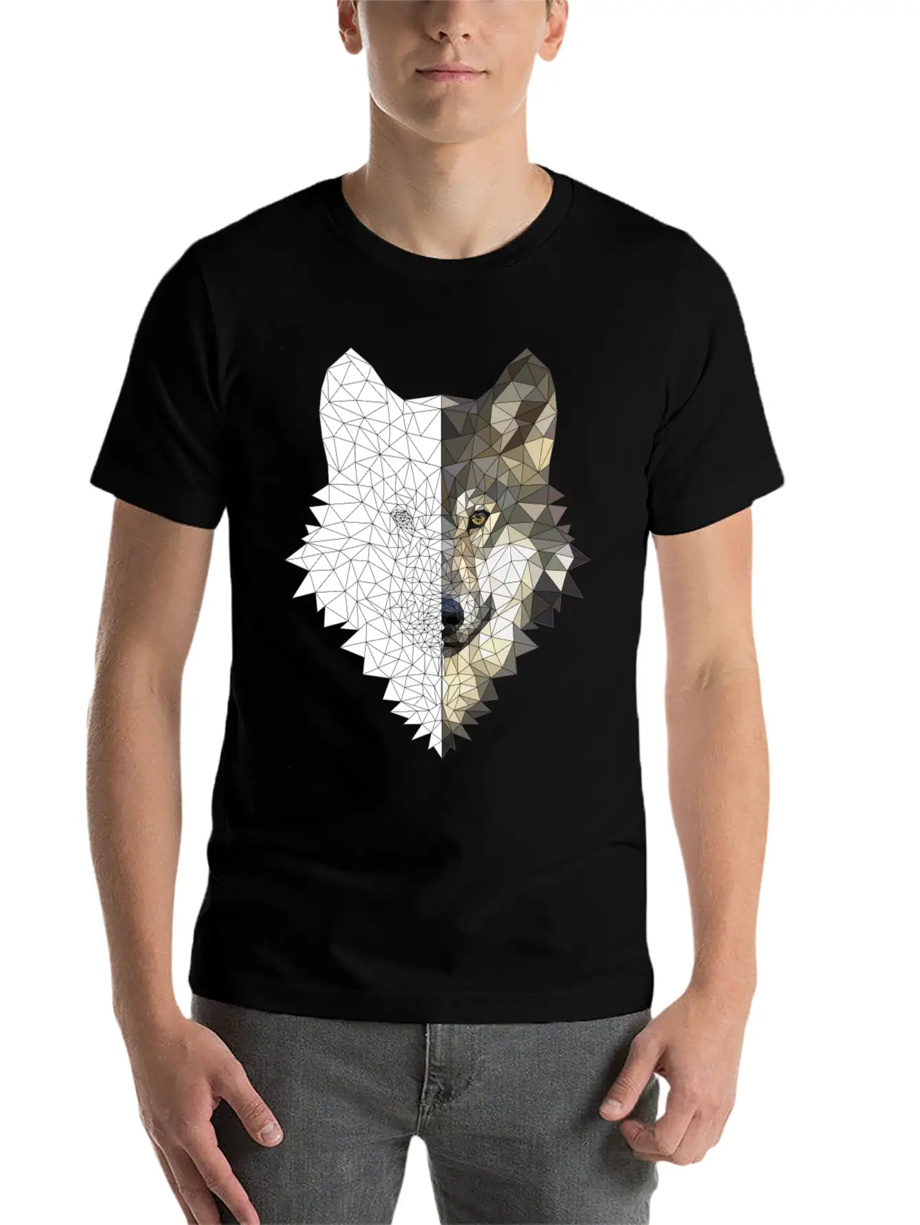 Polygon Wolf 2 Colors Lightweight Cotton T-Shirt – Daily Comfort Graphic Shirt