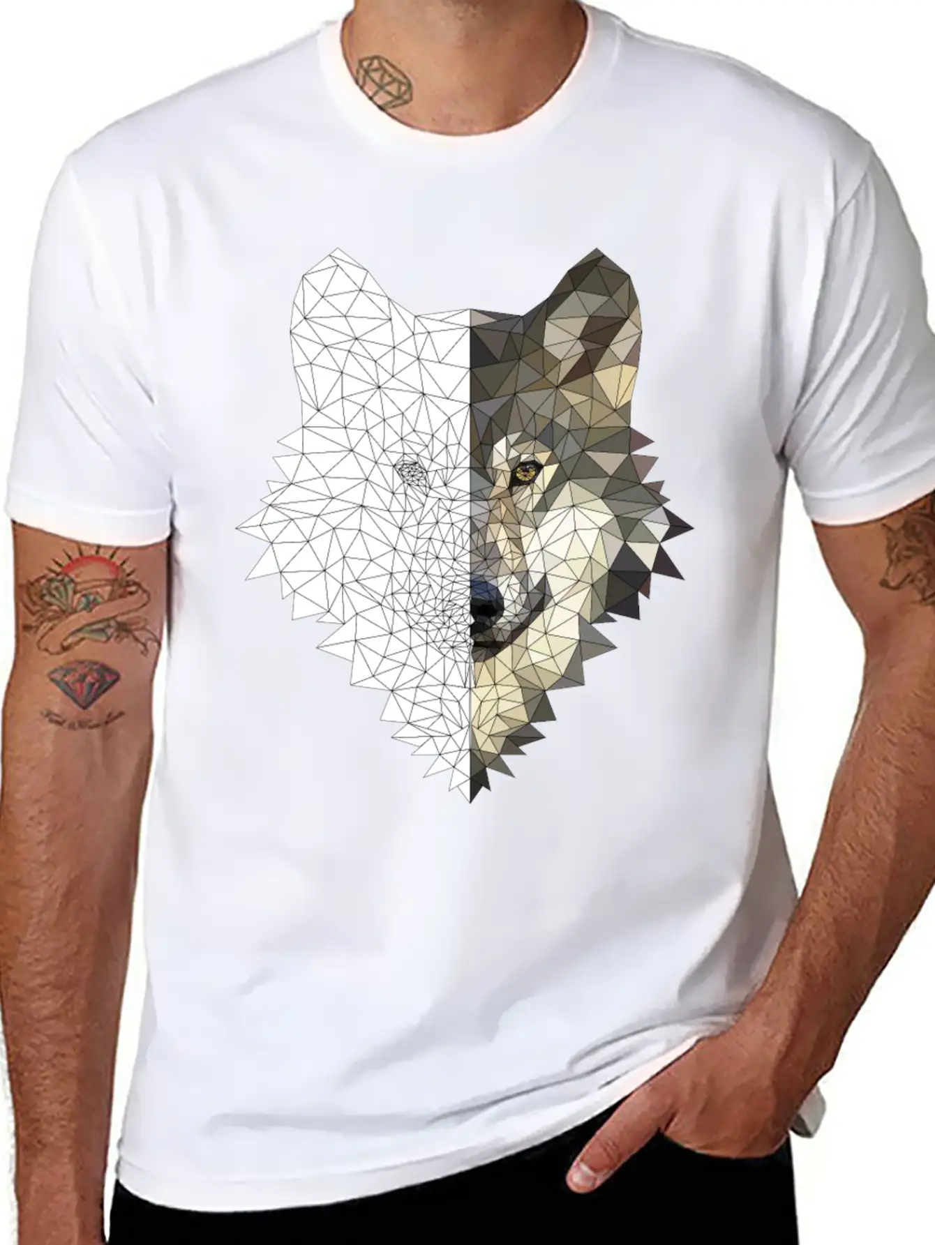 Polygon Wolf 2 Colors Lightweight Cotton T-Shirt – Daily Comfort Graphic Shirt