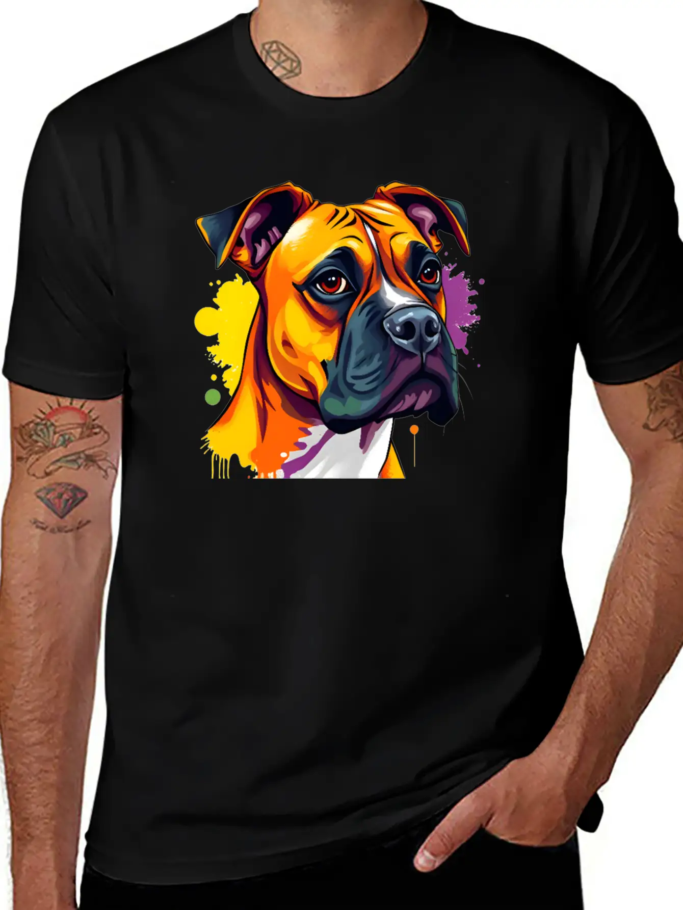 Pop Art Boxer Dog - Bold Colors And Dynamic Design Unisex Casual T-Shirt – Clean Design For Daily Comfort