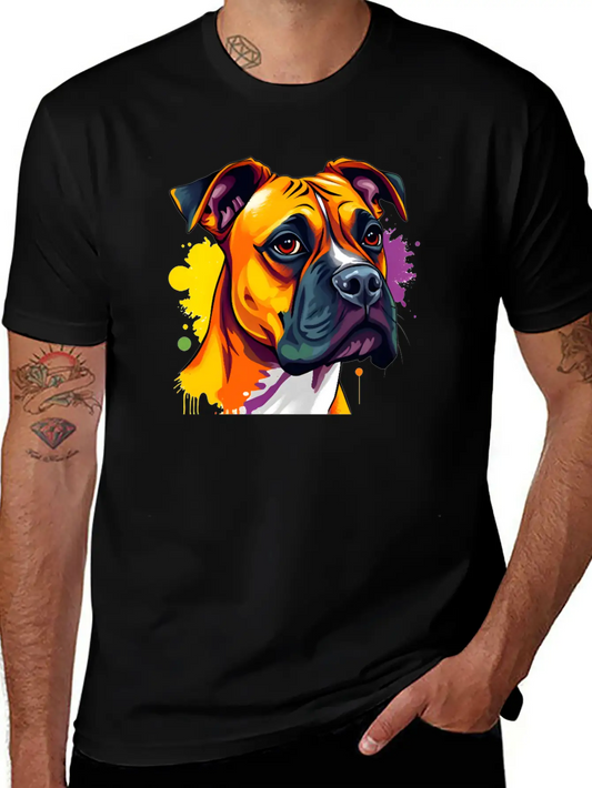Pop Art Boxer Dog - Bold Colors And Dynamic Design Unisex Casual T-Shirt – Clean Design For Daily Comfort