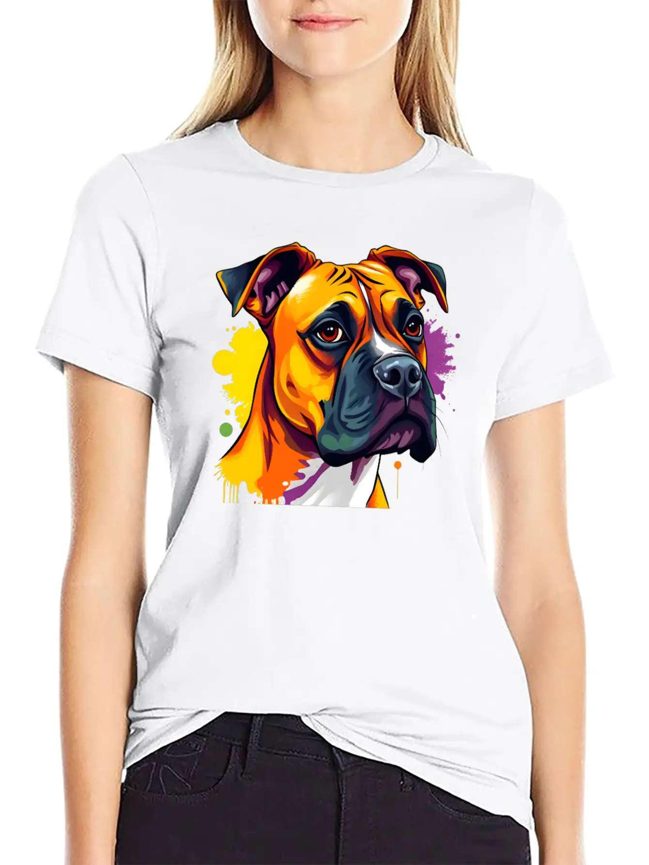 Pop Art Boxer Dog - Bold Colors And Dynamic Design Unisex Casual T-Shirt – Clean Design For Daily Comfort