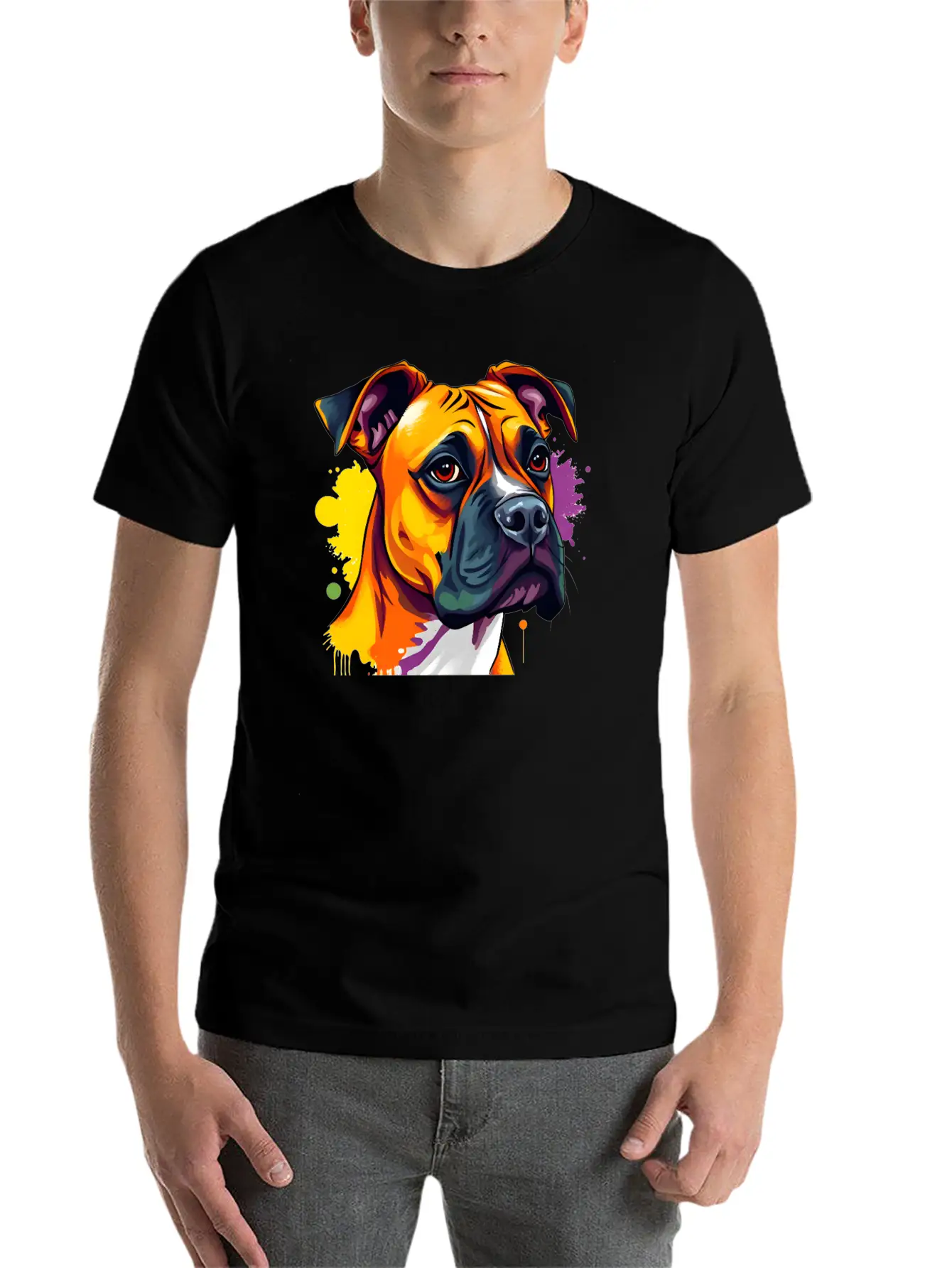 Pop Art Boxer Dog - Bold Colors And Dynamic Design Unisex Casual T-Shirt – Clean Design For Daily Comfort