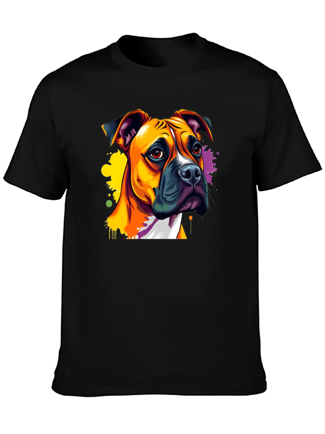 Pop Art Boxer Dog - Bold Colors And Dynamic Design Unisex Casual T-Shirt – Clean Design For Daily Comfort