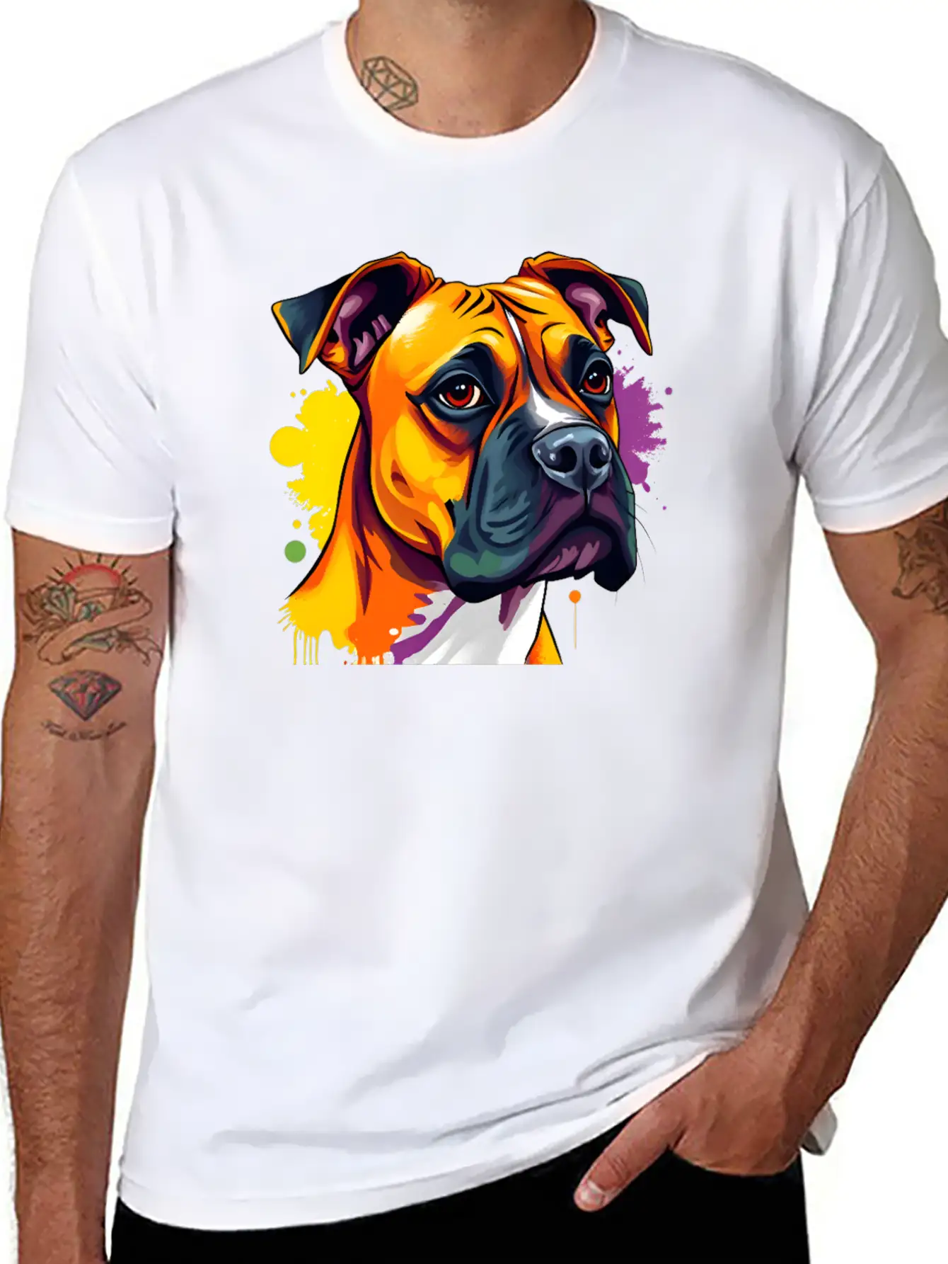 Pop Art Boxer Dog - Bold Colors And Dynamic Design Unisex Casual T-Shirt – Clean Design For Daily Comfort