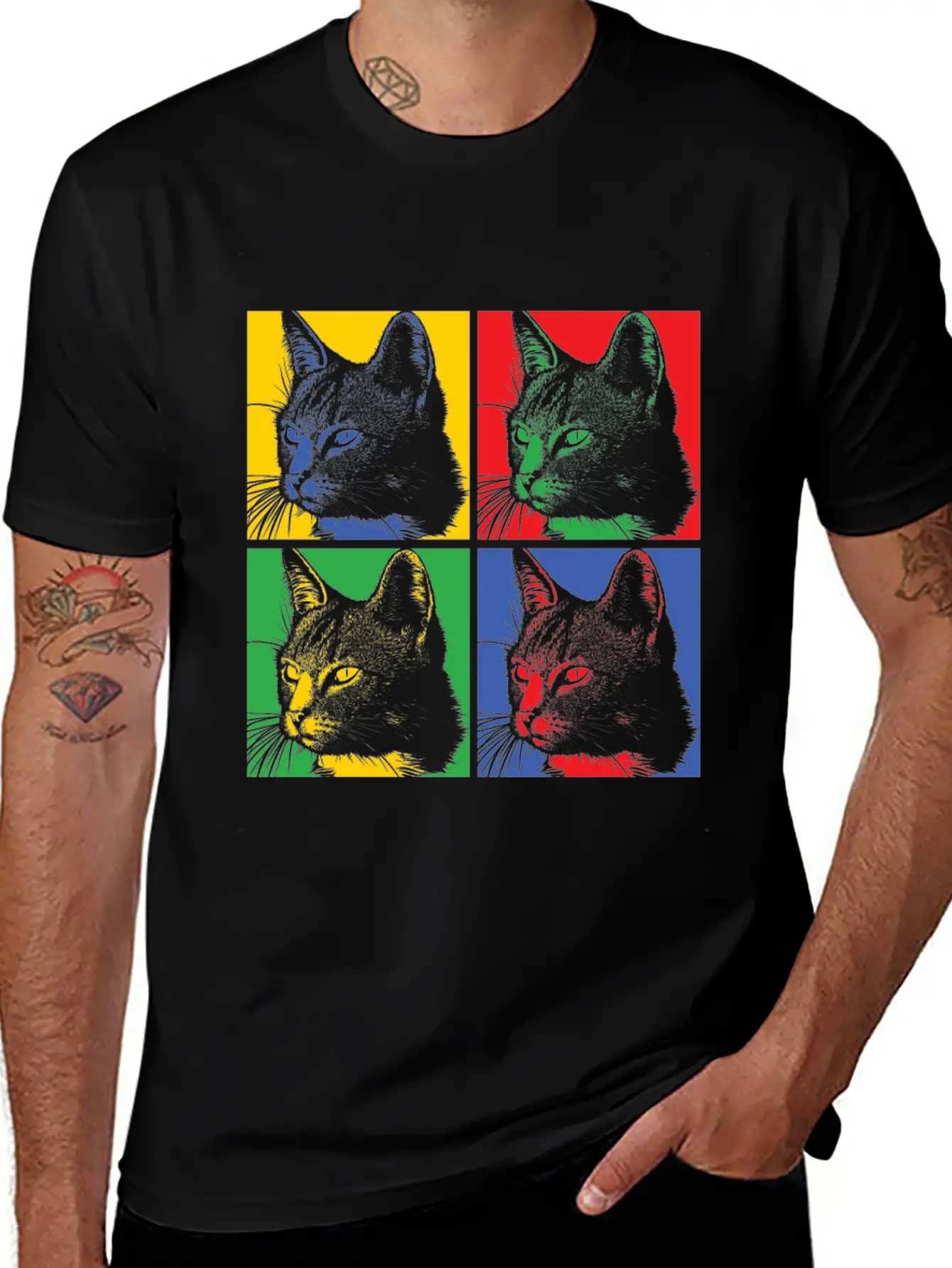 Popart Cat Basic Graphic T-Shirt – Daily Comfort In Soft Cotton