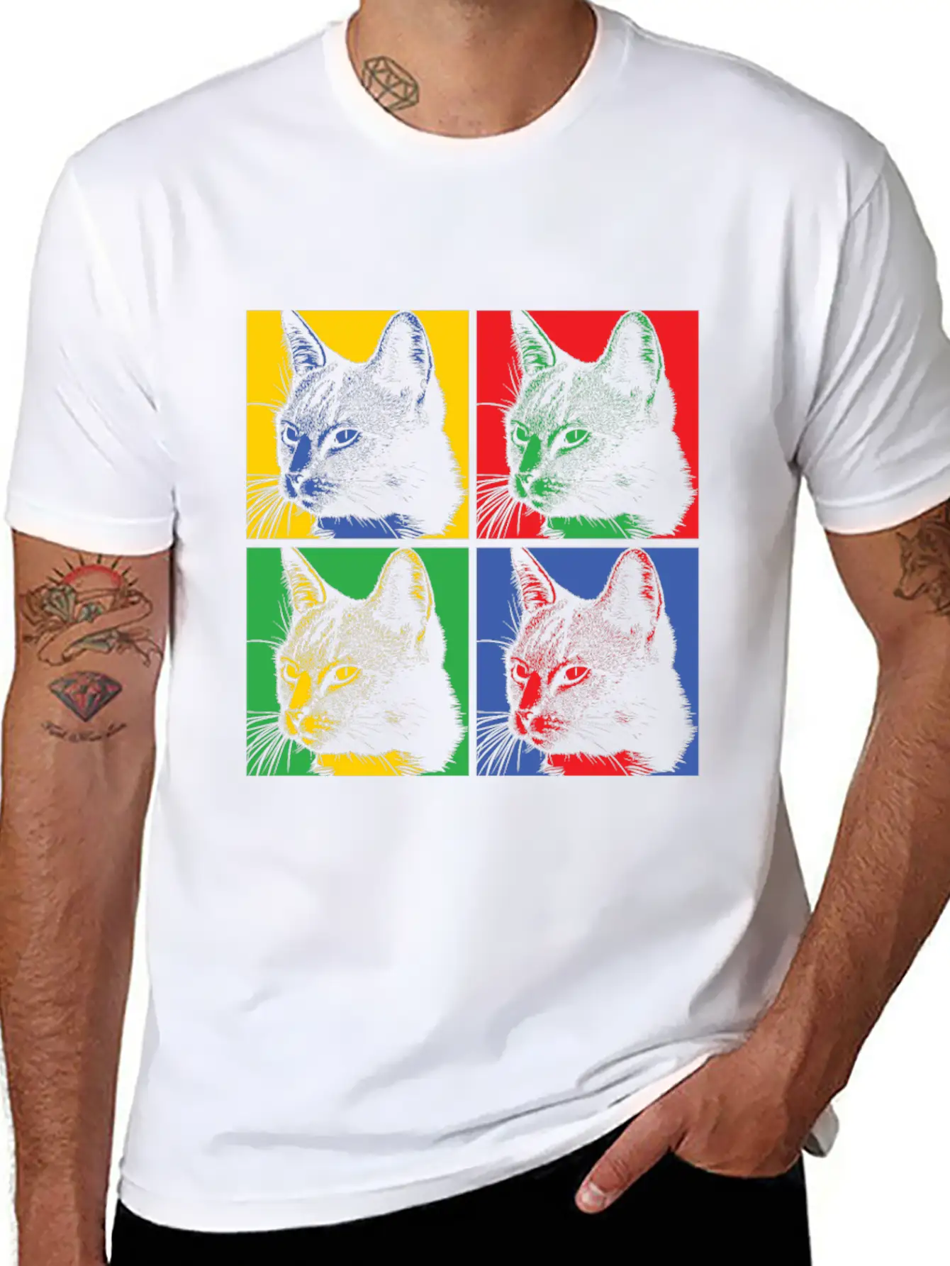 Popart Cat Basic Graphic T-Shirt – Daily Comfort In Soft Cotton