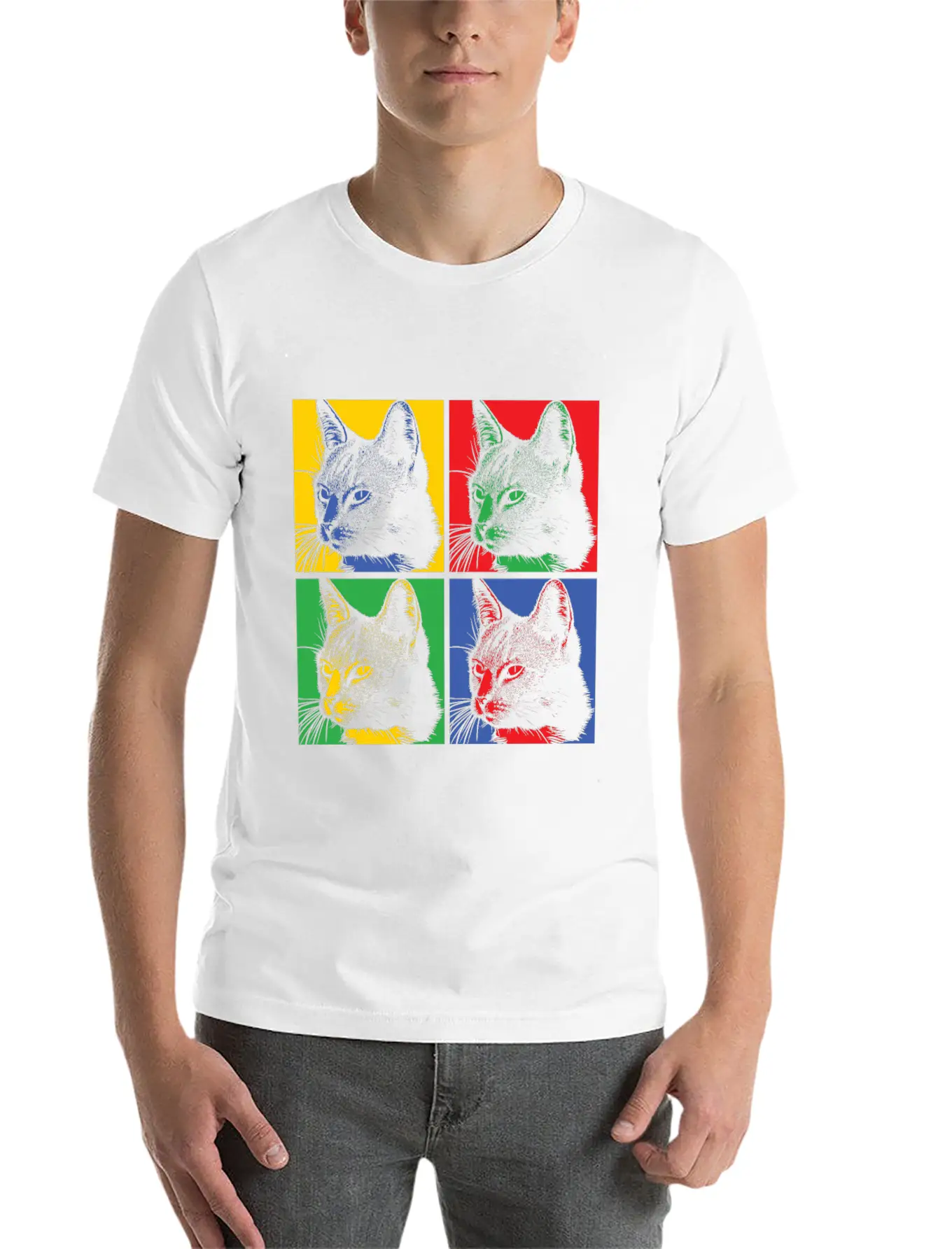 Popart Cat Basic Graphic T-Shirt – Daily Comfort In Soft Cotton