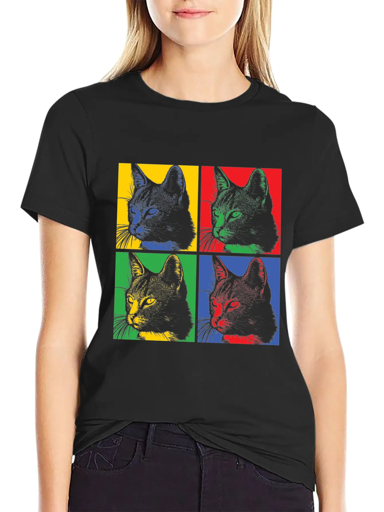 Popart Cat Basic Graphic T-Shirt – Daily Comfort In Soft Cotton