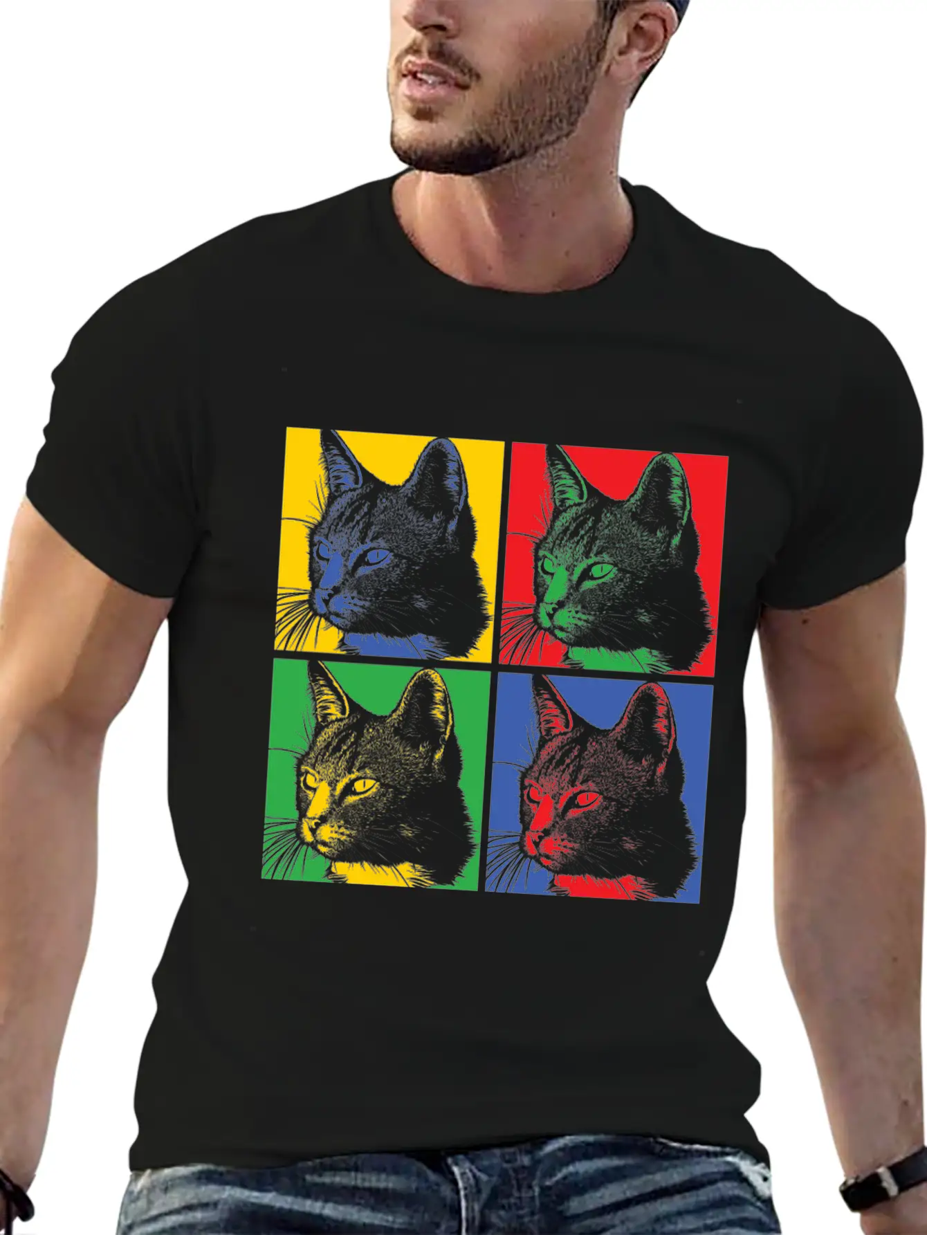 Popart Cat Basic Graphic T-Shirt – Daily Comfort In Soft Cotton