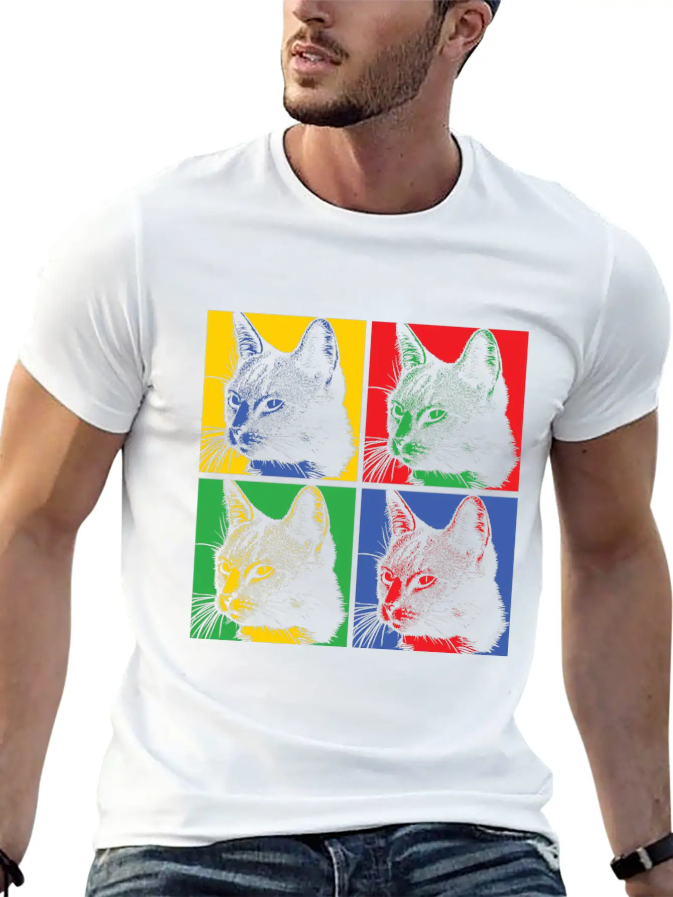 Popart Cat Basic Graphic T-Shirt – Daily Comfort In Soft Cotton