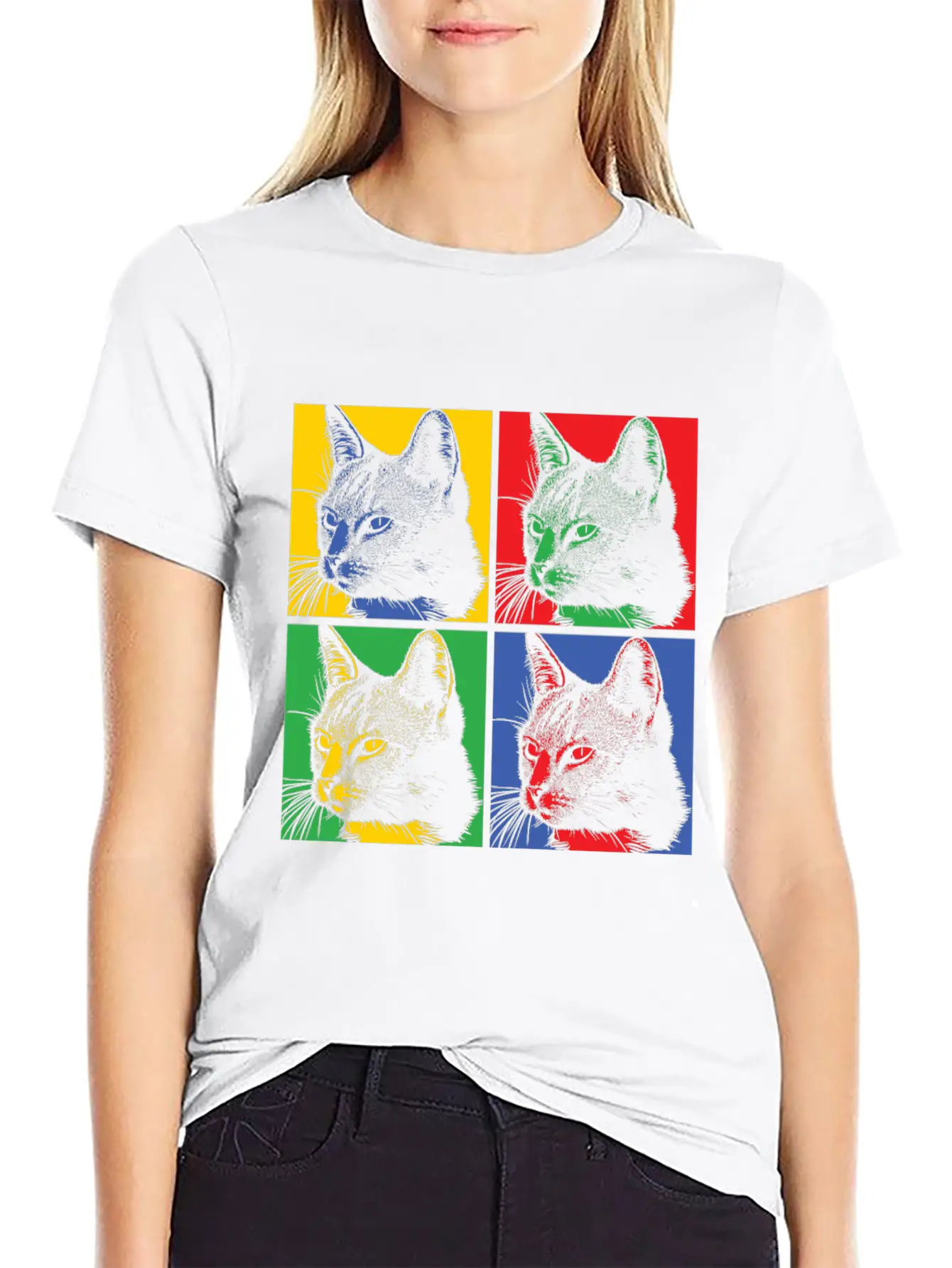 Popart Cat Basic Graphic T-Shirt – Daily Comfort In Soft Cotton