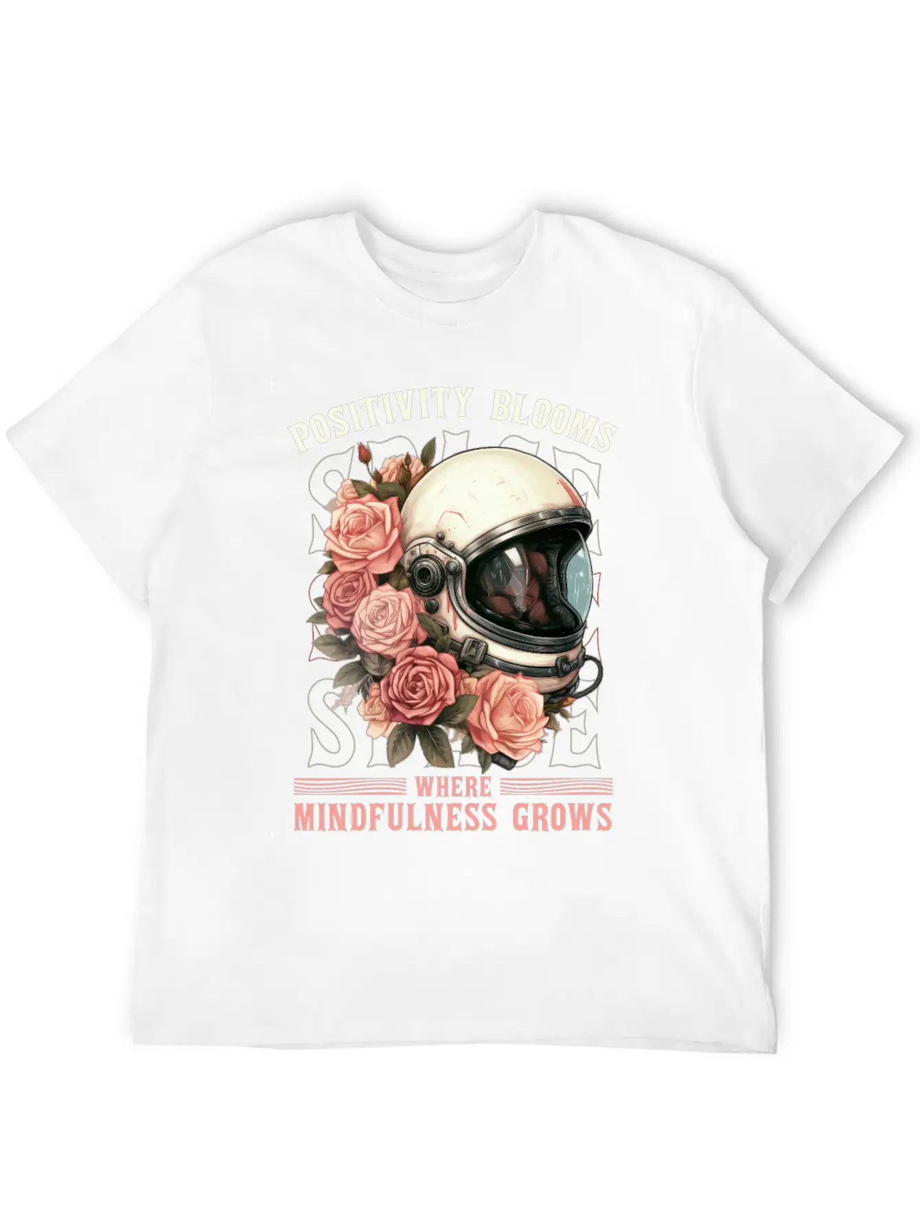 Positive Mindfulness Quote Floral Space Helmet Ast Modern Fit Casual T-Shirt – Clean And Versatile Design