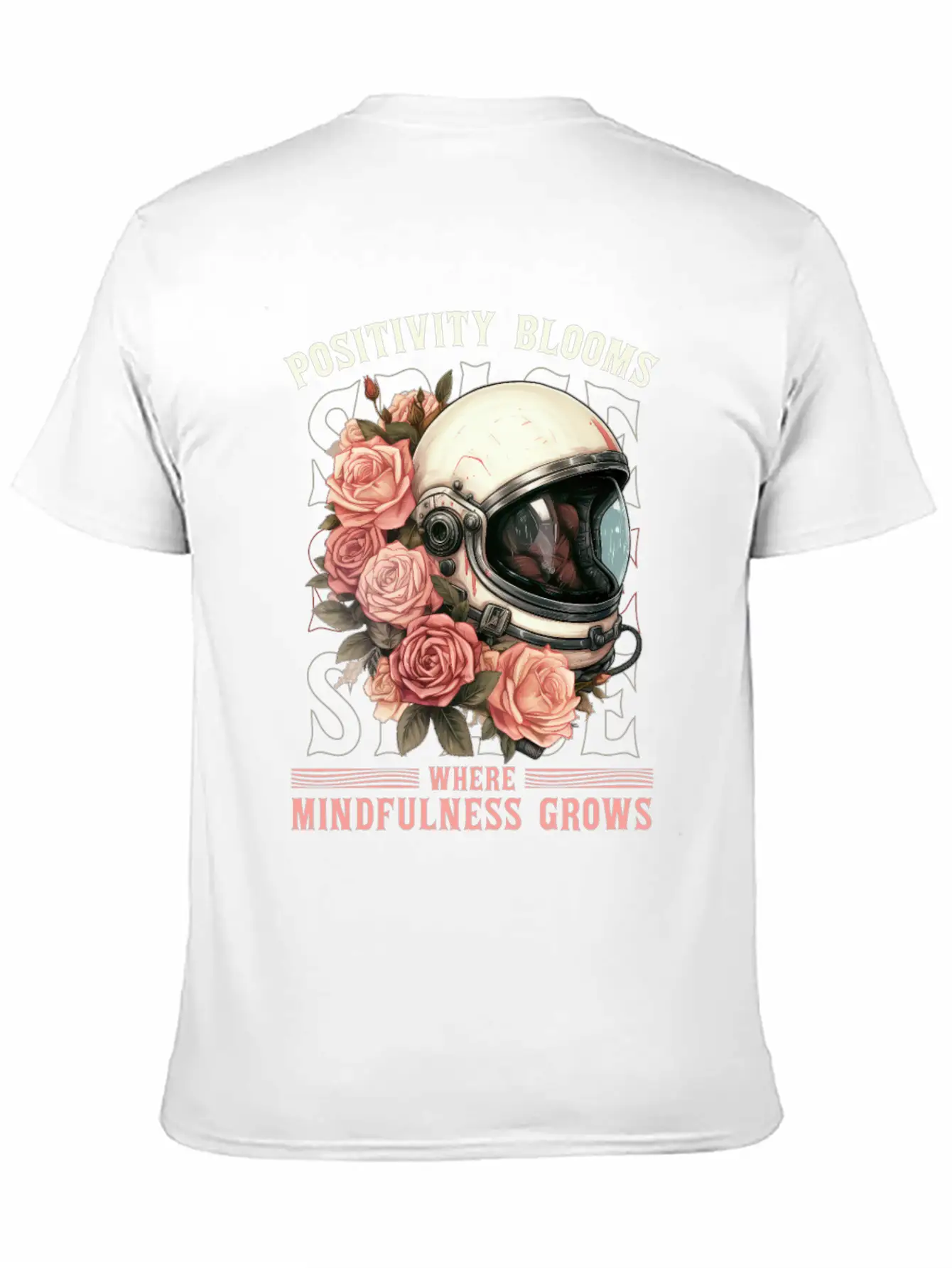 Positive Mindfulness Quote Floral Space Helmet Ast Modern Fit Casual T-Shirt – Clean And Versatile Design