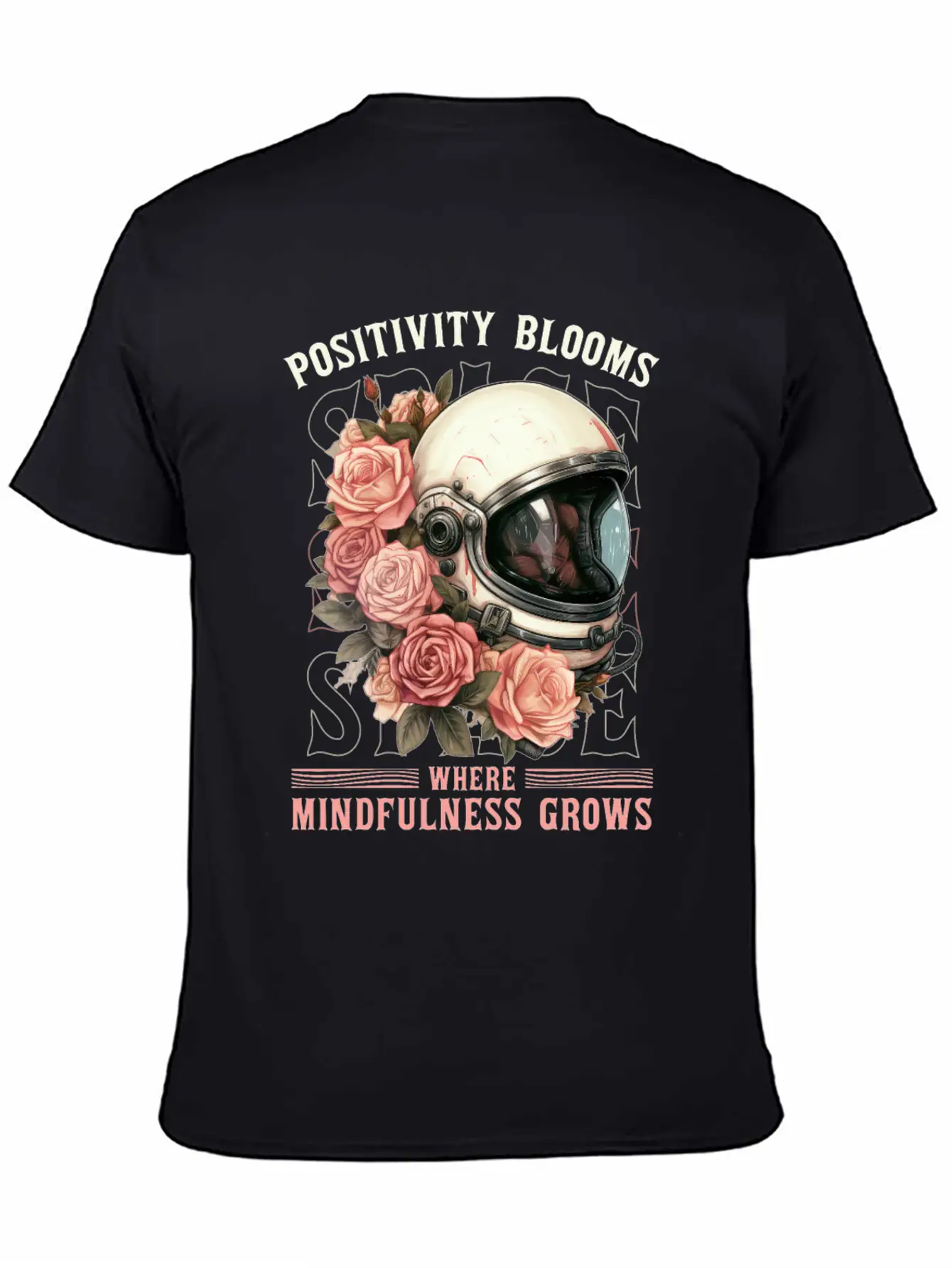 Positive Mindfulness Quote Floral Space Helmet Ast Modern Fit Casual T-Shirt – Clean And Versatile Design