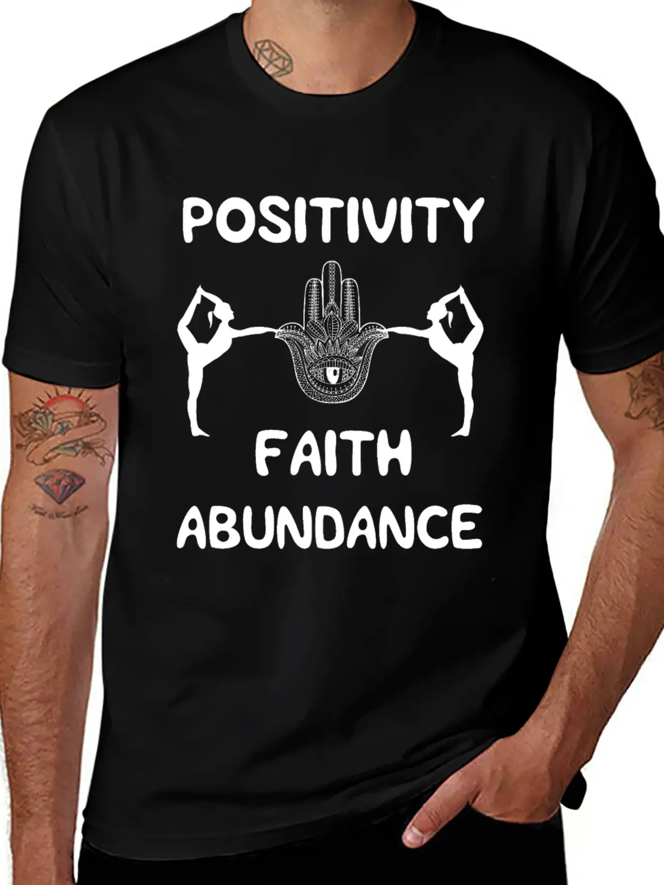 POSITIVITY FAITH ABUNDANCE Modern Fit Casual T-Shirt – Clean And Versatile Design