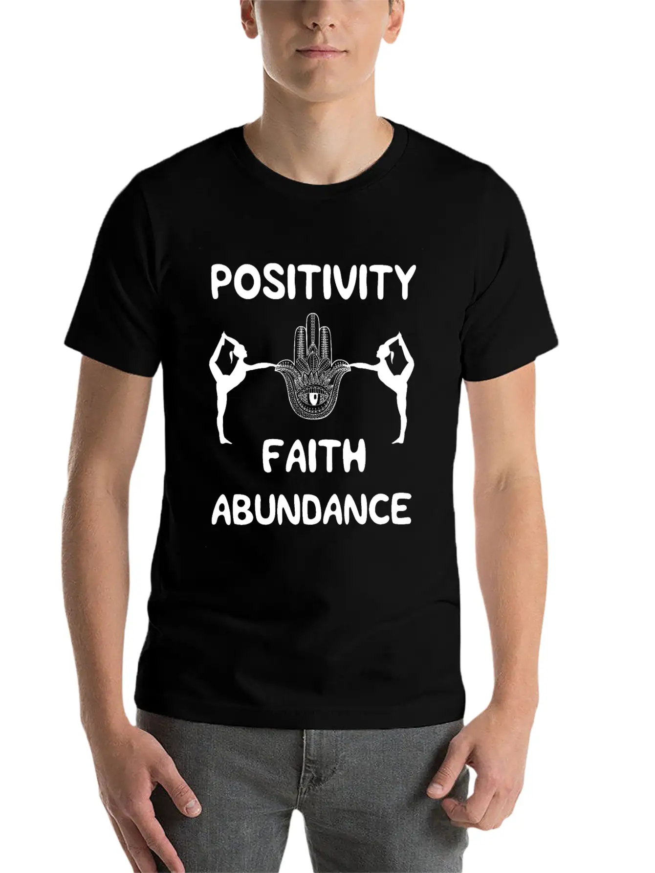 POSITIVITY FAITH ABUNDANCE Modern Fit Casual T-Shirt – Clean And Versatile Design