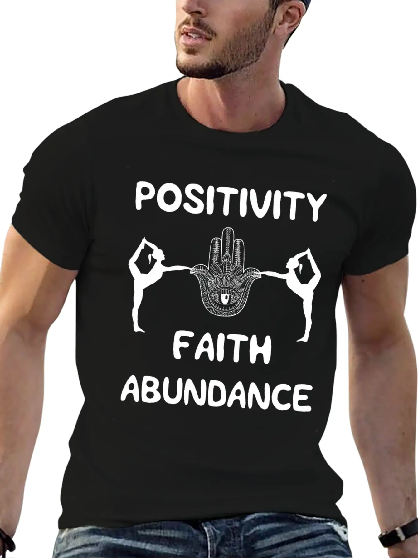 POSITIVITY FAITH ABUNDANCE Modern Fit Casual T-Shirt – Clean And Versatile Design