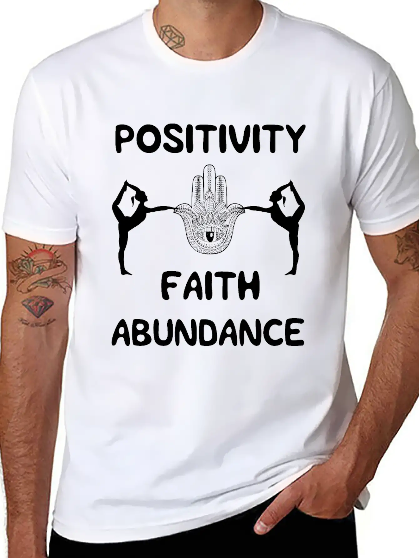 POSITIVITY FAITH ABUNDANCE Modern Fit Casual T-Shirt – Clean And Versatile Design