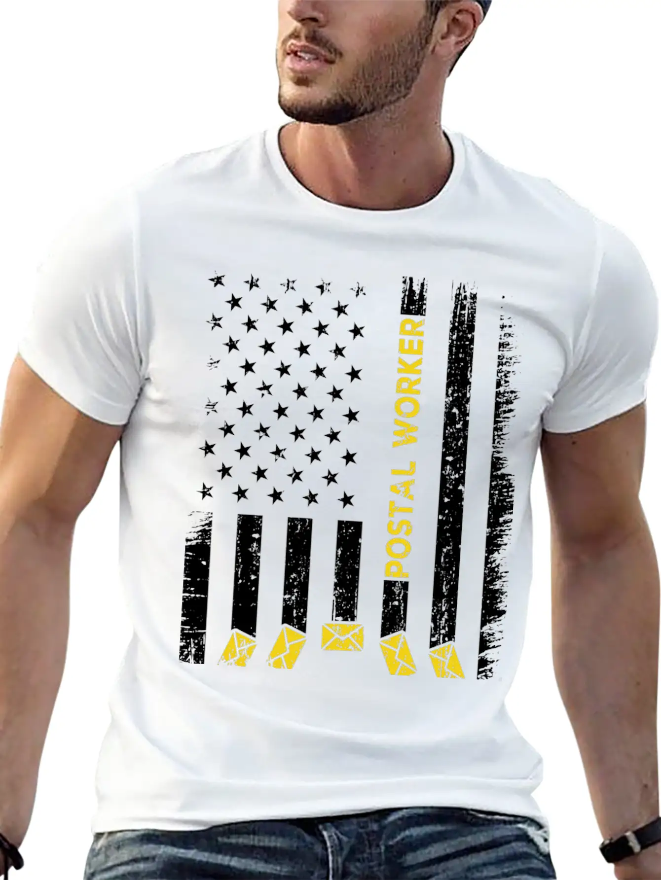 Postal Worker Usa Flag Stylish Everyday T-Shirt – Unisex Basic Cotton Tee