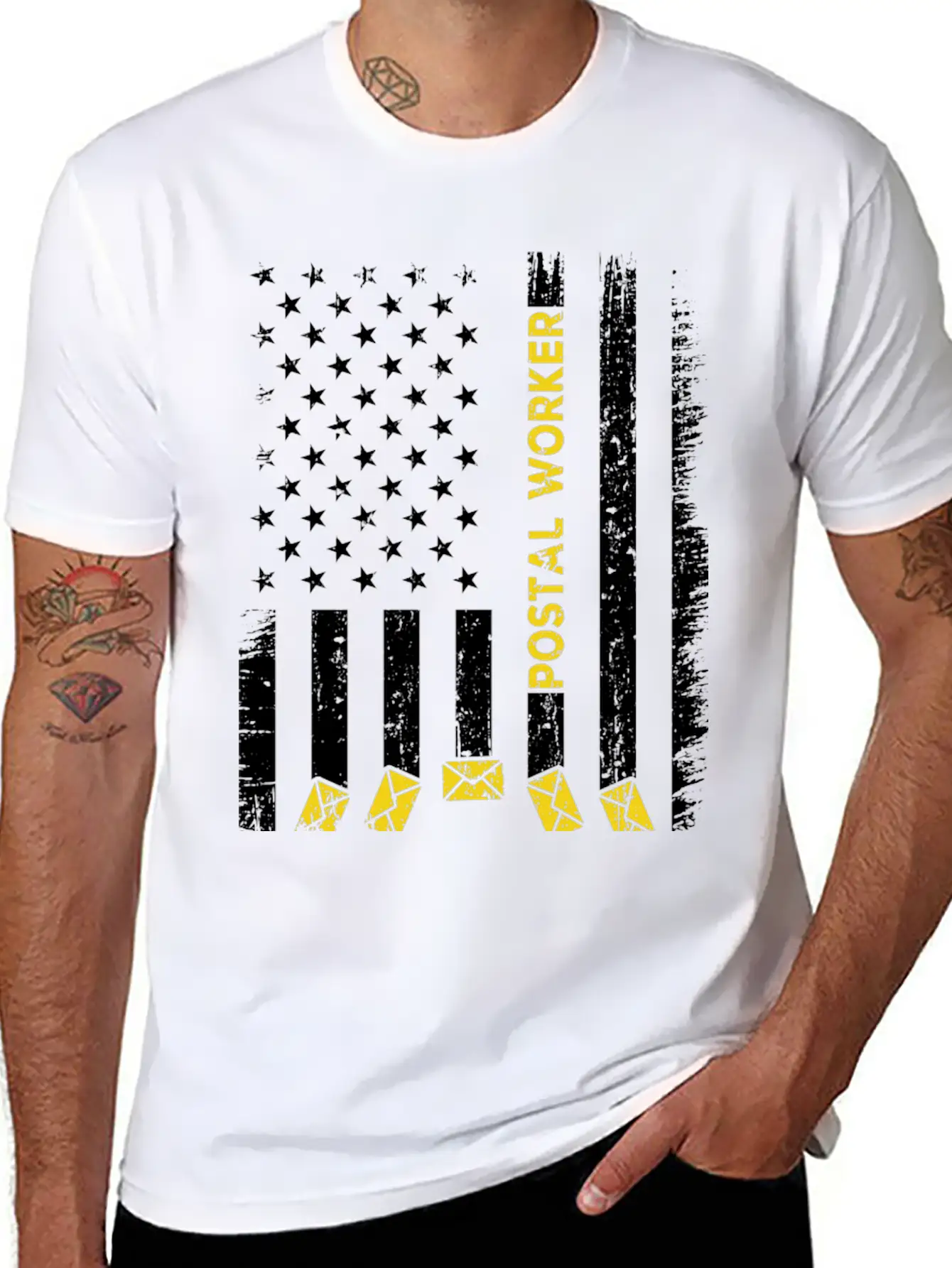 Postal Worker Usa Flag Stylish Everyday T-Shirt – Unisex Basic Cotton Tee