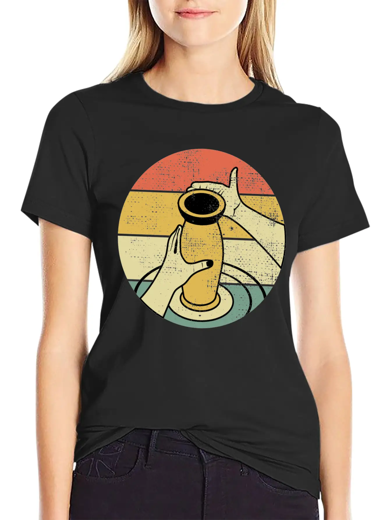 Pottery Ceramics Artist Potter Clay Vintage Retro Stylish Everyday T-Shirt ��� Unisex Basic Cotton Tee