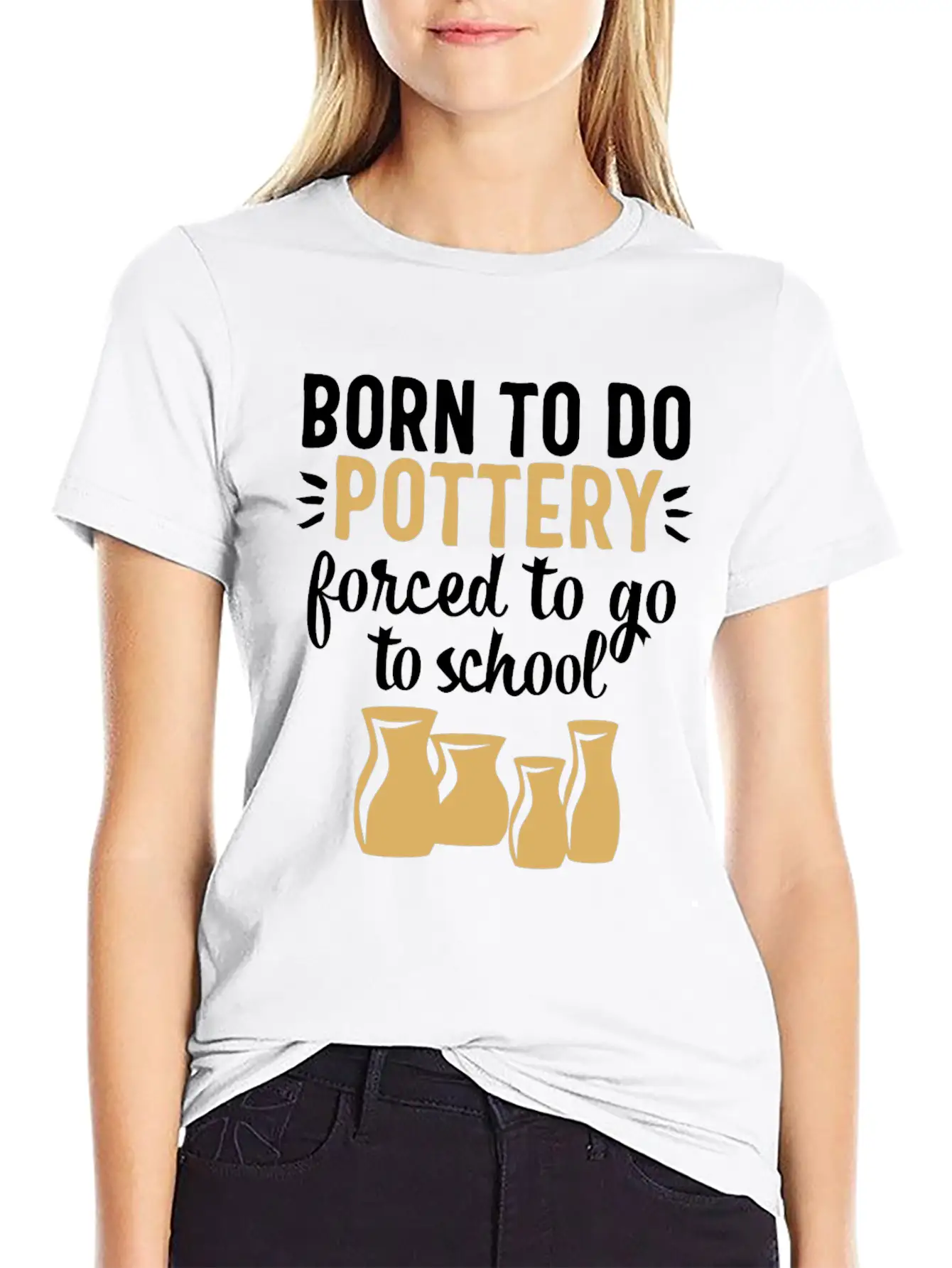 Pottery Gifts Her Anniversary Funny Ceramics Born Lightweight Cotton T-Shirt – Daily Comfort Graphic Shirt