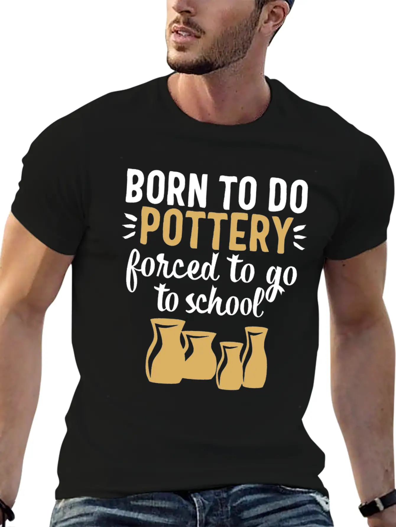 Pottery Gifts Her Anniversary Funny Ceramics Born Lightweight Cotton T-Shirt – Daily Comfort Graphic Shirt