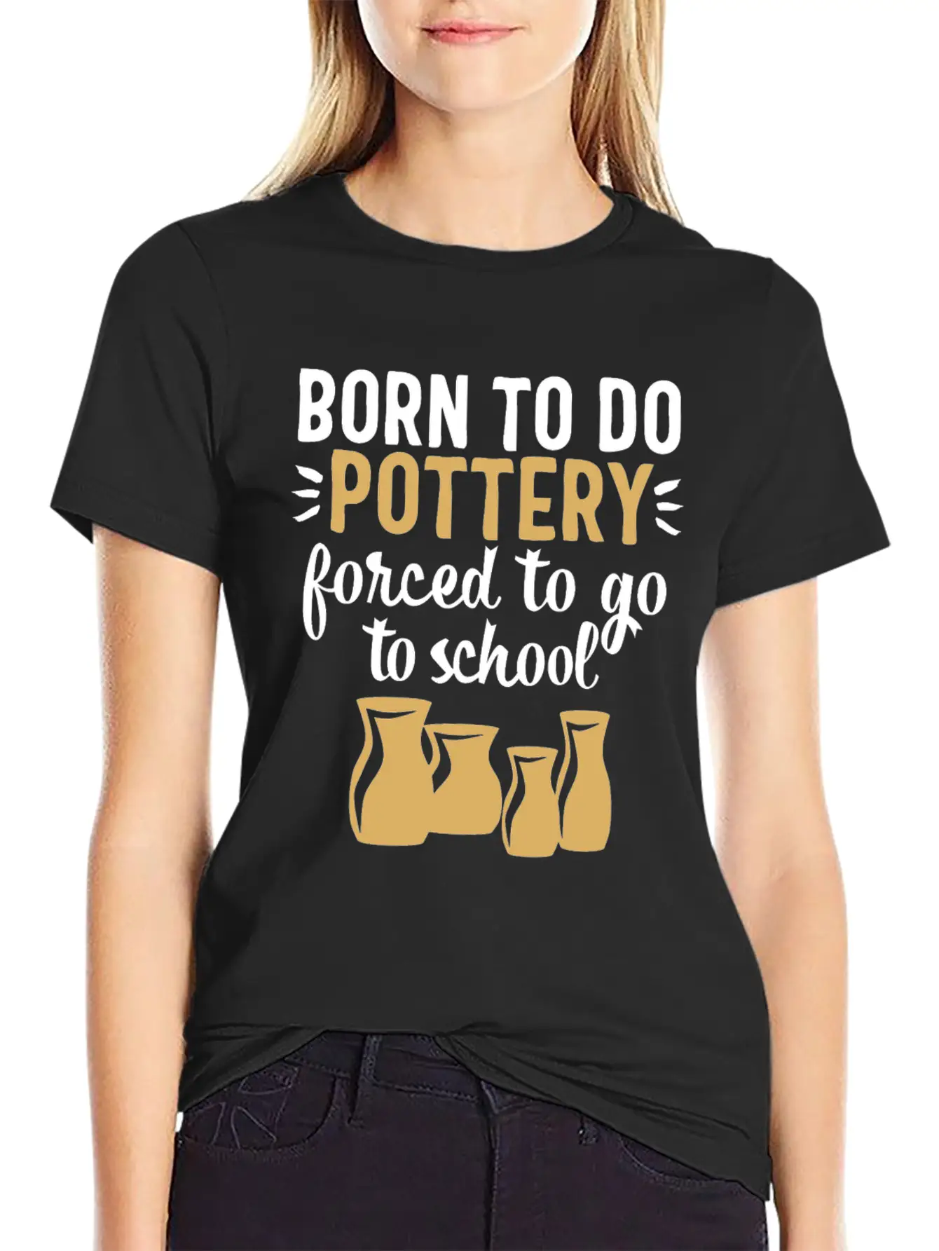 Pottery Gifts Her Anniversary Funny Ceramics Born Lightweight Cotton T-Shirt – Daily Comfort Graphic Shirt