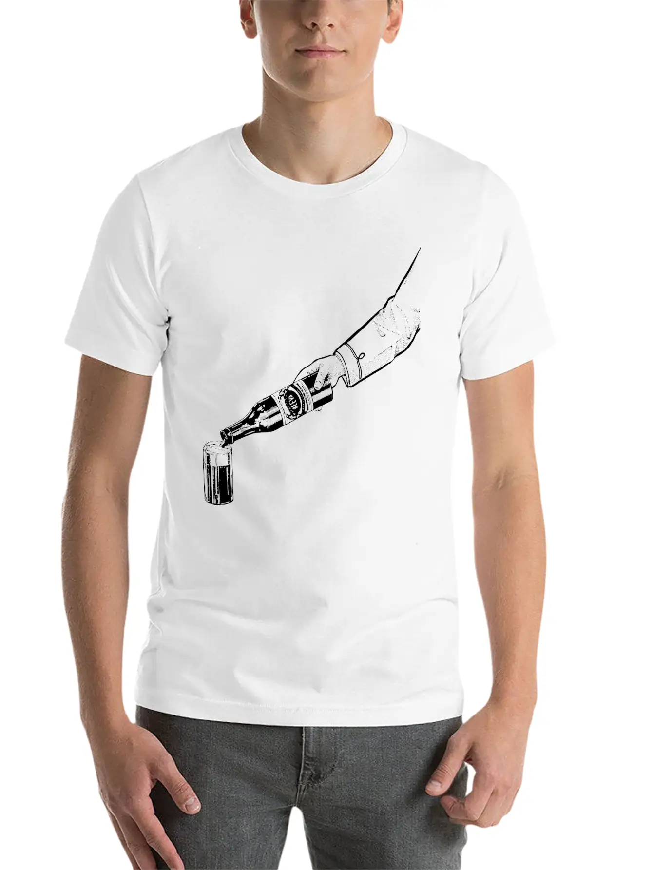 Pouring A Beer Modern Fit Casual T-Shirt – Clean And Versatile Design