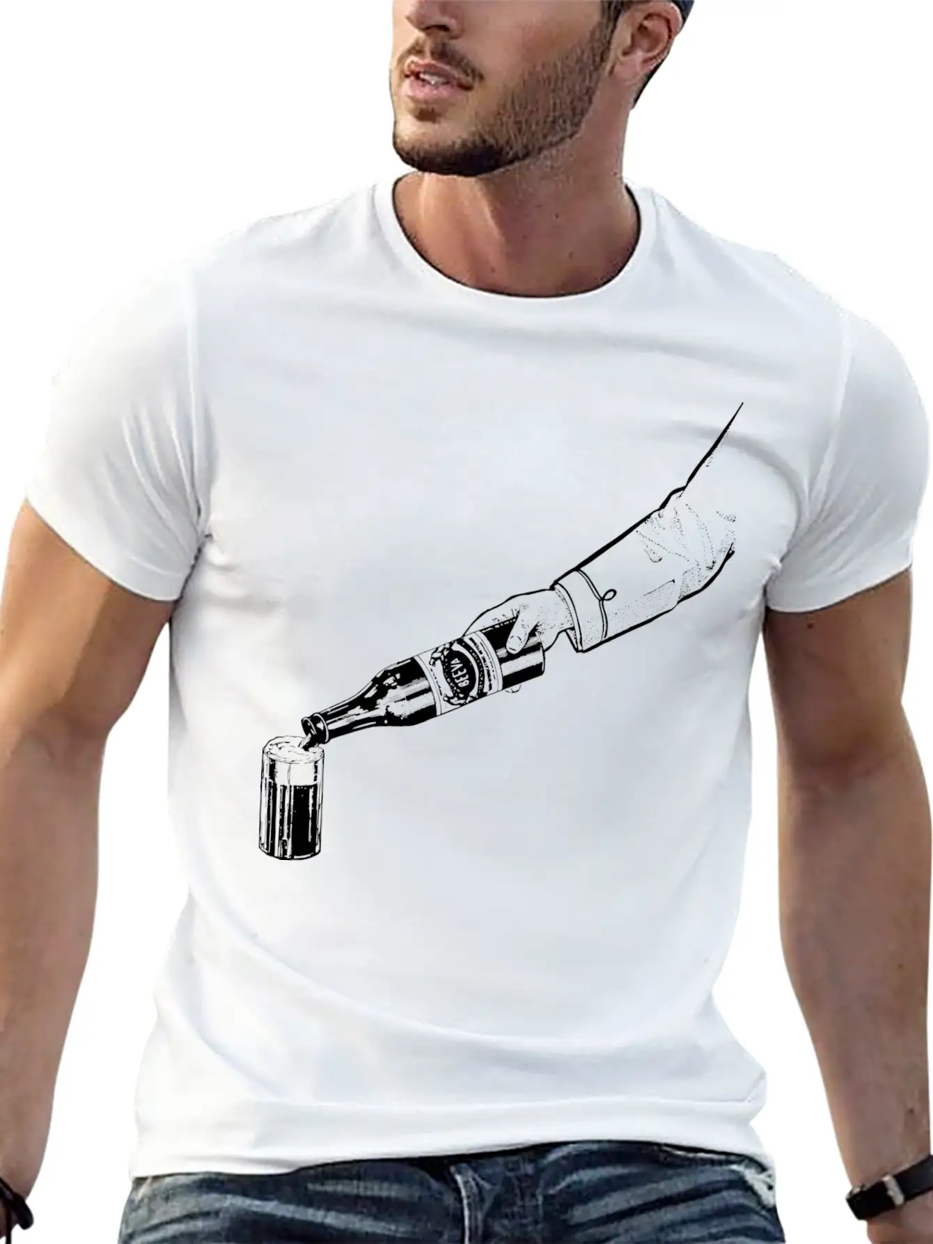 Pouring A Beer Modern Fit Casual T-Shirt – Clean And Versatile Design