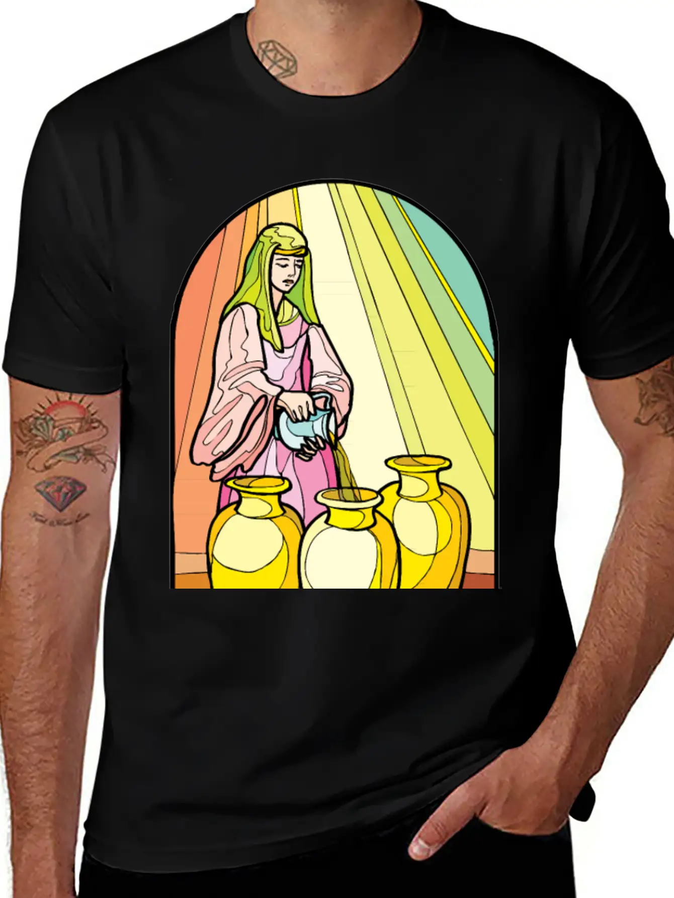 Pouring Olive Oil Basic Graphic T-Shirt – Daily Comfort In Soft Cotton