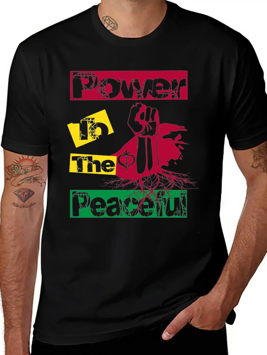 Power To The Peaceful Lightweight Cotton T-Shirt – Daily Comfort Graphic Shirt