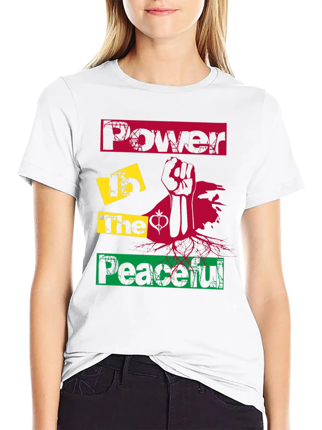 Power To The Peaceful Lightweight Cotton T-Shirt – Daily Comfort Graphic Shirt