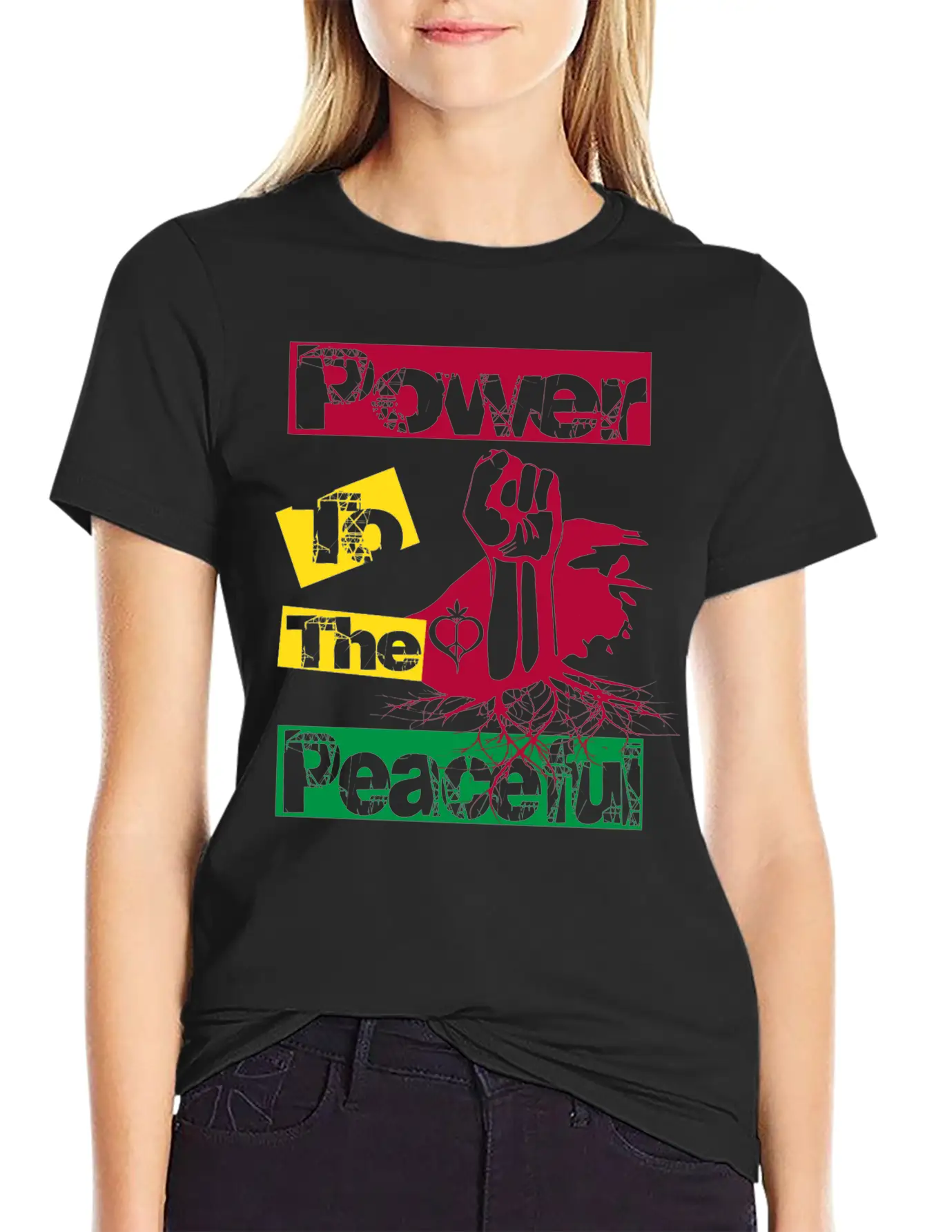 Power To The Peaceful Lightweight Cotton T-Shirt – Daily Comfort Graphic Shirt